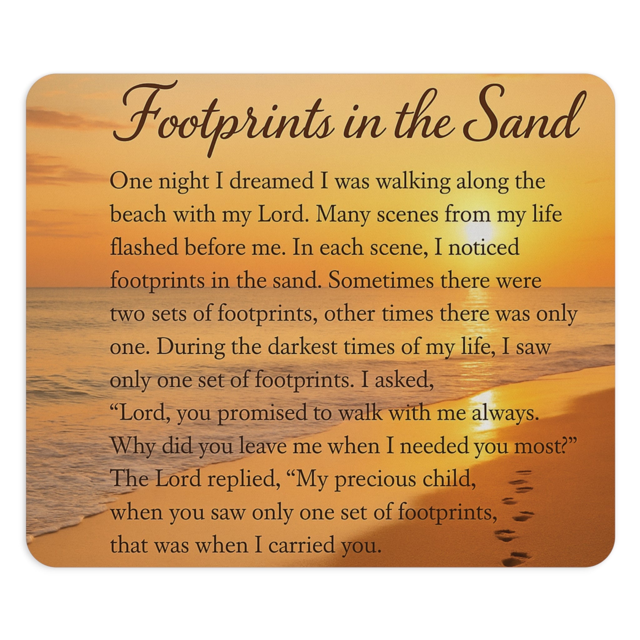 Inspirational Mouse Pad - Footprints in the Sand Quote, Office Decor, Gift for Encouragement, Inspirational Desk Accessory, Teacher Gift