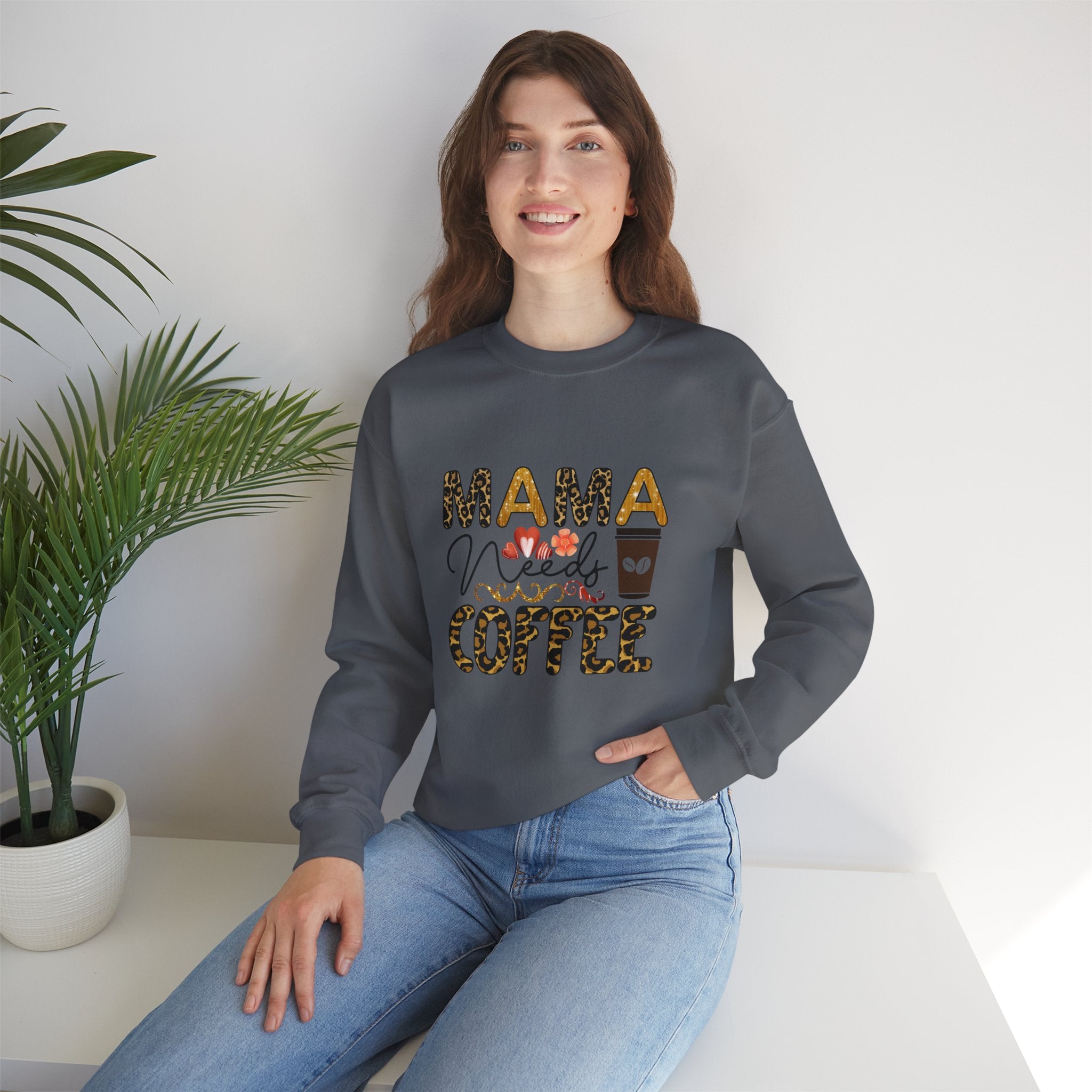 Mama Needs Coffee Crewneck Sweatshirt - Cozy Unisex Pullover Apparel for Moms