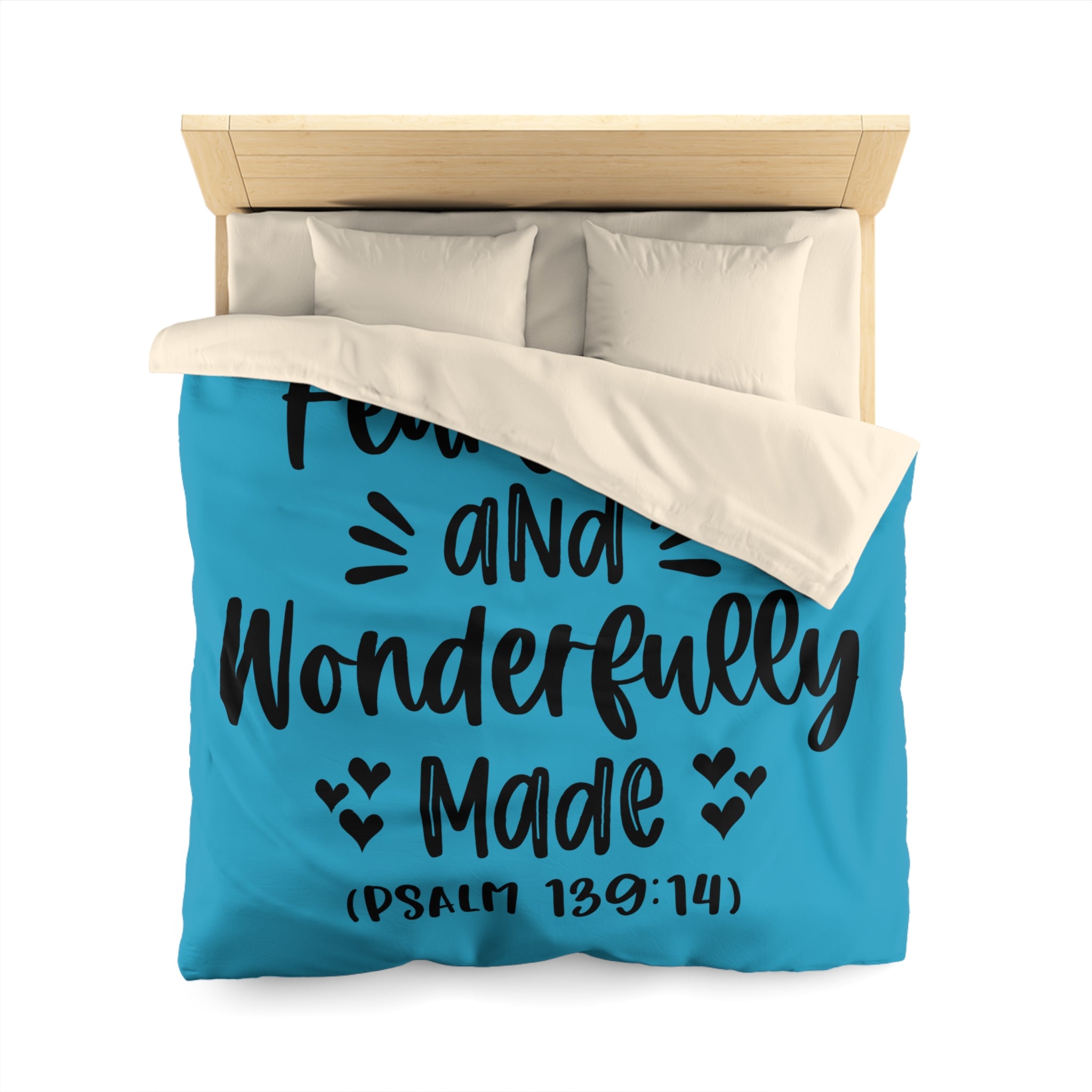 Inspirational Microfiber Duvet Cover - 'Fearfully and Wonderfully Made'