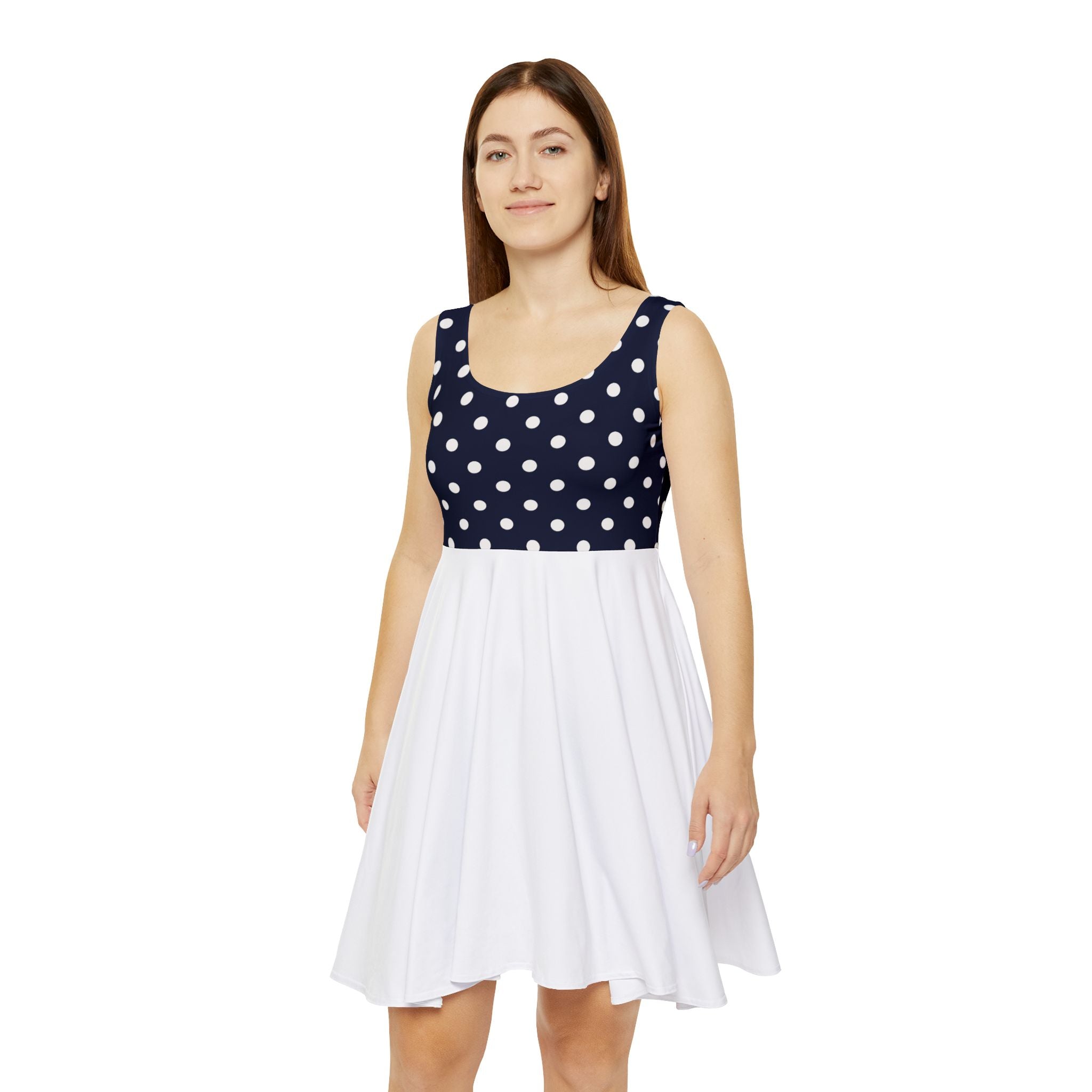 Polka Dot Women's Skater Dress, Cute Summer Dress, Casual Party Dress, Beach Outfit, Retro Fashion, Everyday Wear, Gift for Her