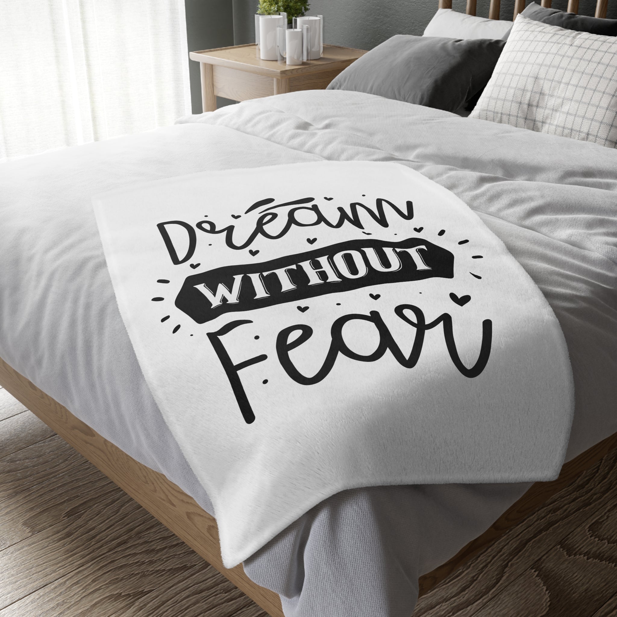 Inspirational Velveteen Microfiber Blanket - "Dream Without Fear"