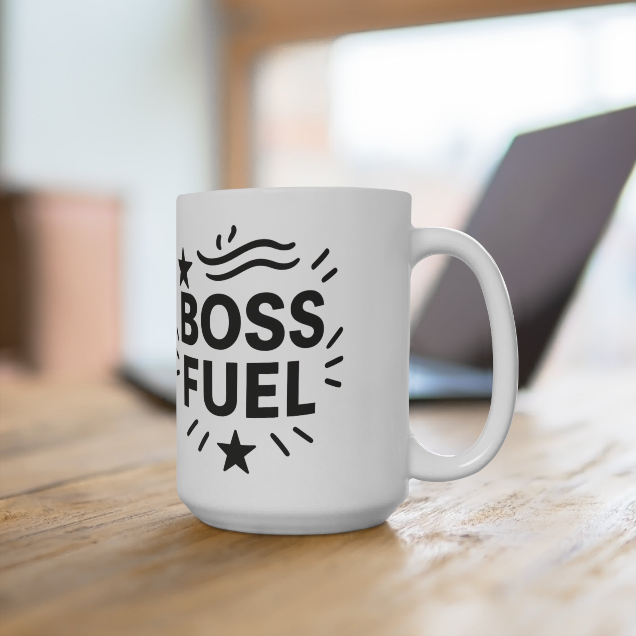 Boss Fuel Mug - Motivational Coffee Cup for Entrepreneurs & Bosses, Ideal for Office Gift, Work from Home, 15oz Inspirational Mug