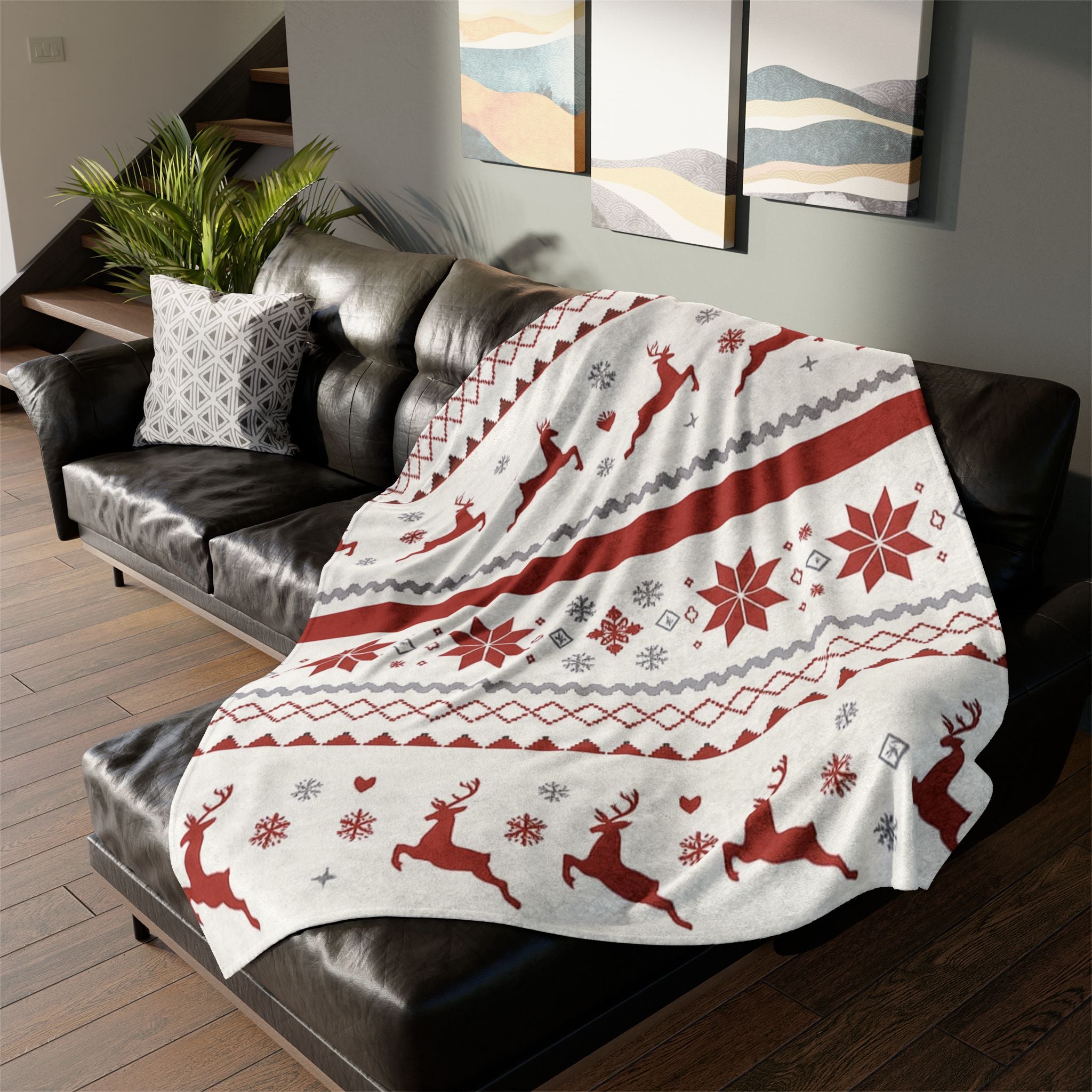 Cozy Christmas Blanket, Holiday Decor, Winter Warmth, Reindeer Blanket, Gift for Him/Her, Soft Throw for Snuggling