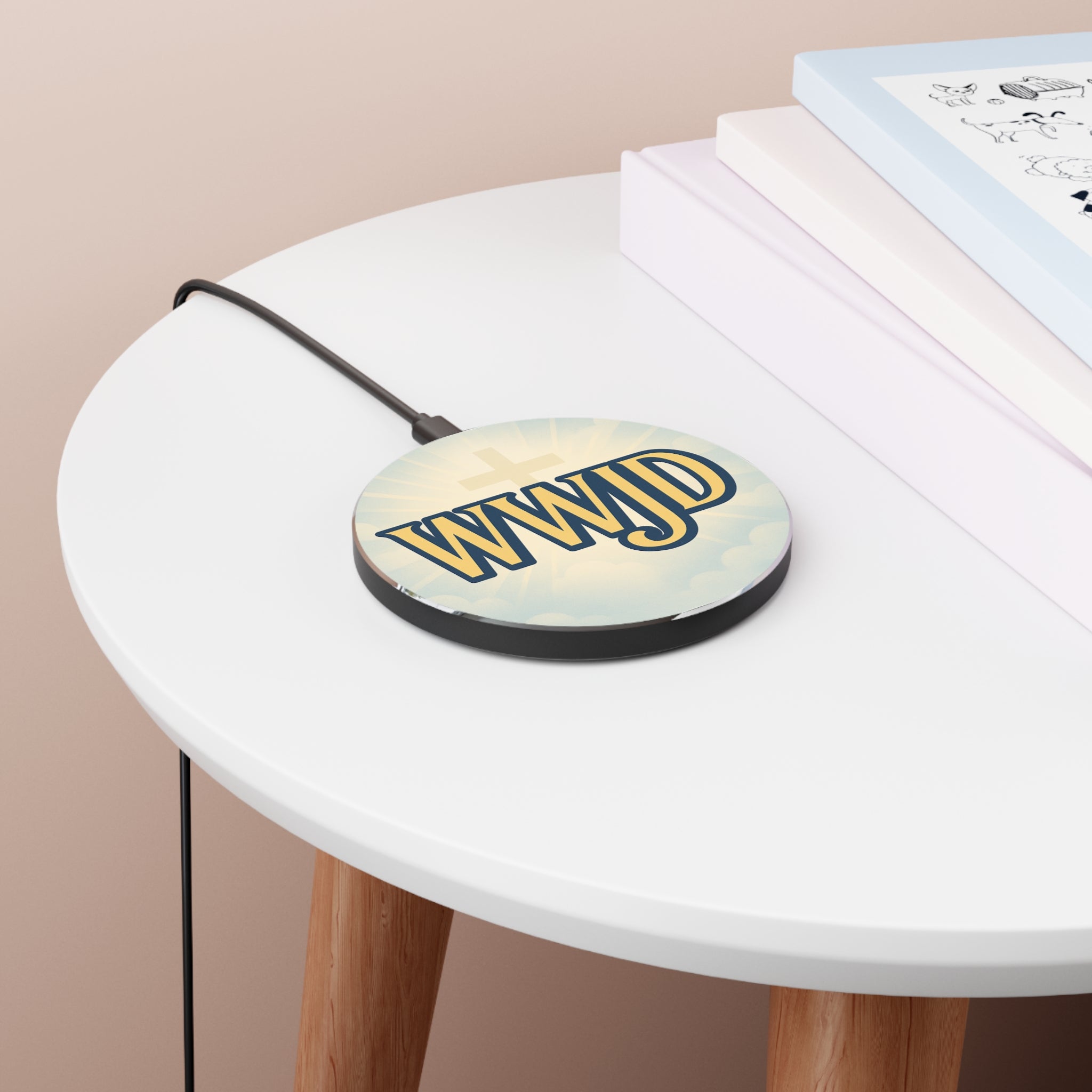 WWJD Wireless Charger | Christian Inspirational Charging Pad, Faith-Based Gift, Modern Desk Accessory, Tech Gift for Her