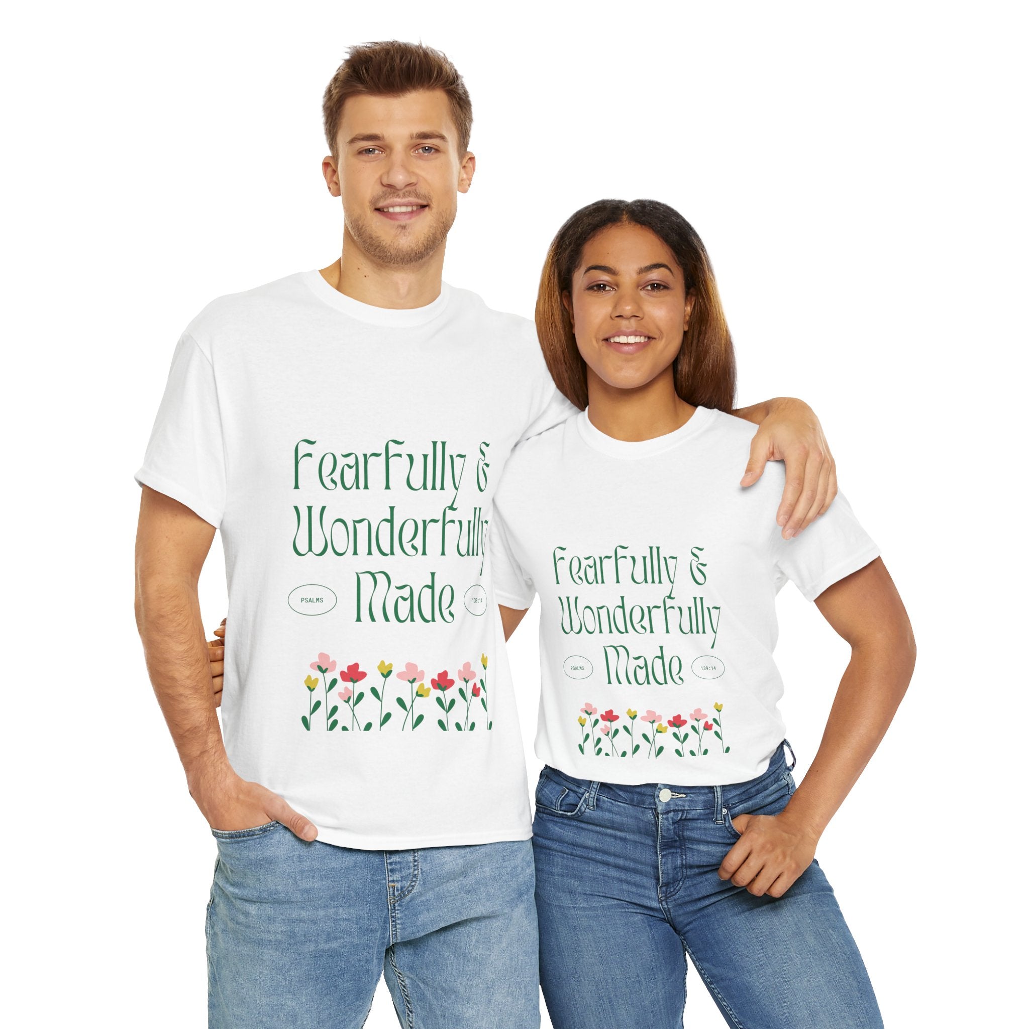 Fearfully & Wonderfully Made Unisex Cotton Tee – Inspirational Floral T-Shirt