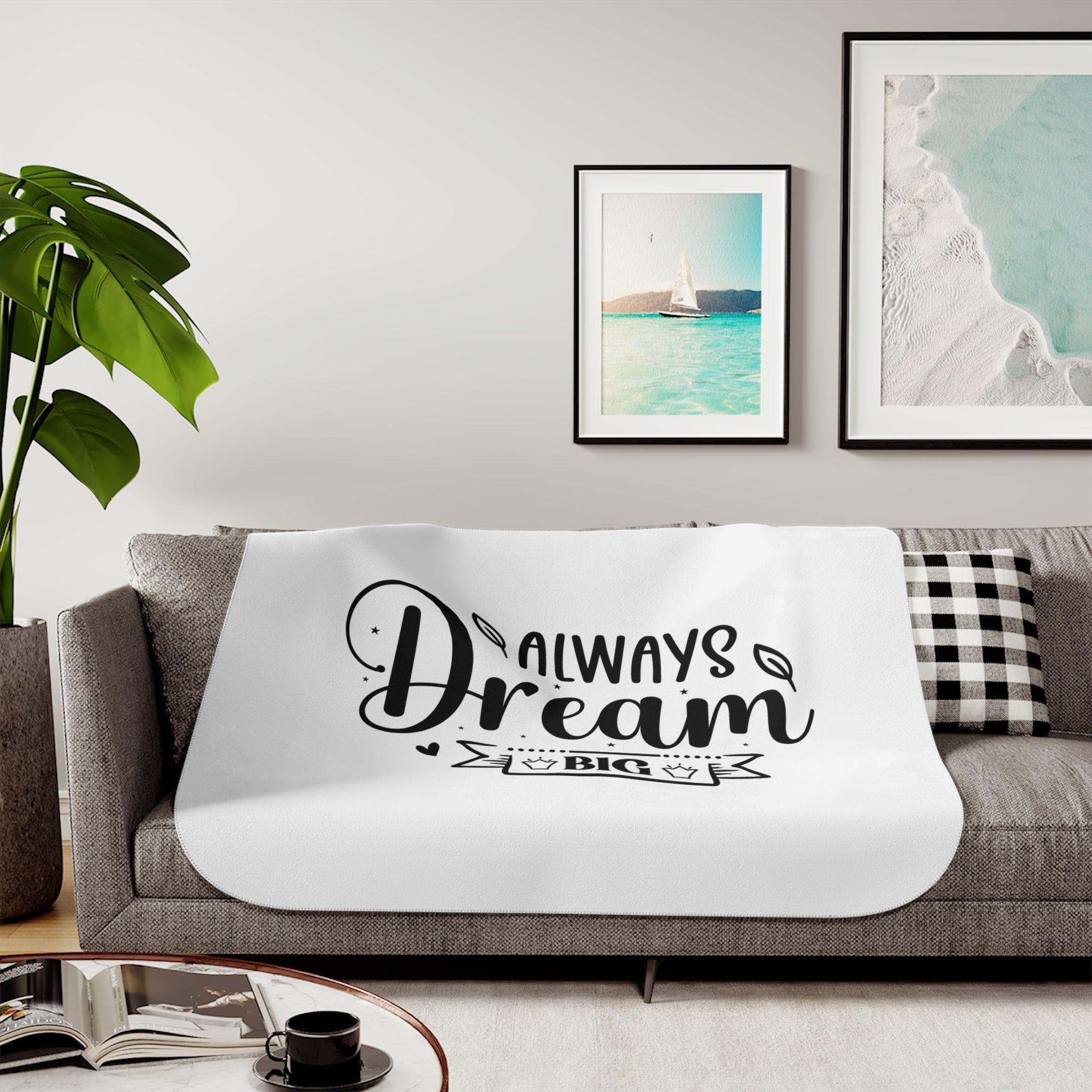 Always Dream Big Sherpa Blanket - Cozy Two-Color Design for Comfort and Inspiration