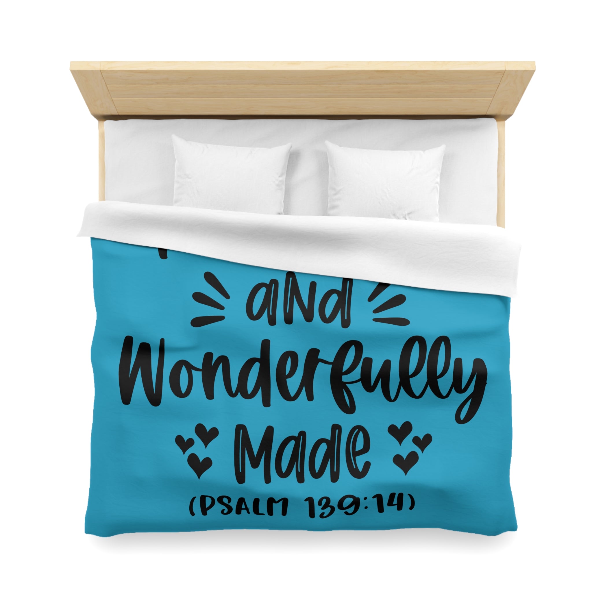 Inspirational Microfiber Duvet Cover - 'Fearfully and Wonderfully Made'
