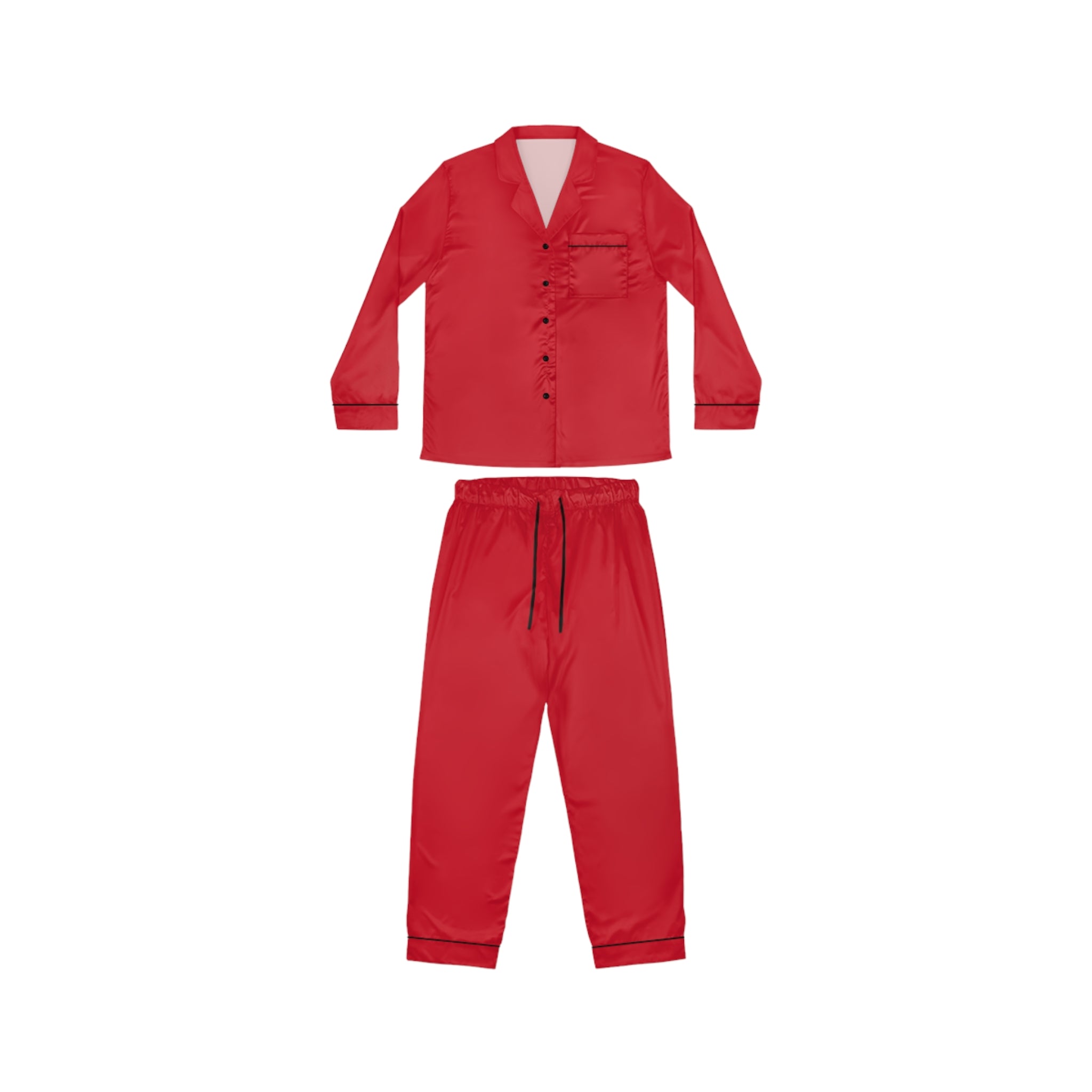 Elegant Red Satin Pajamas Set - Luxurious Sleepwear, Women's Loungewear, Fancy Gifts for Her, Relaxing Nights, Date Night Outfit