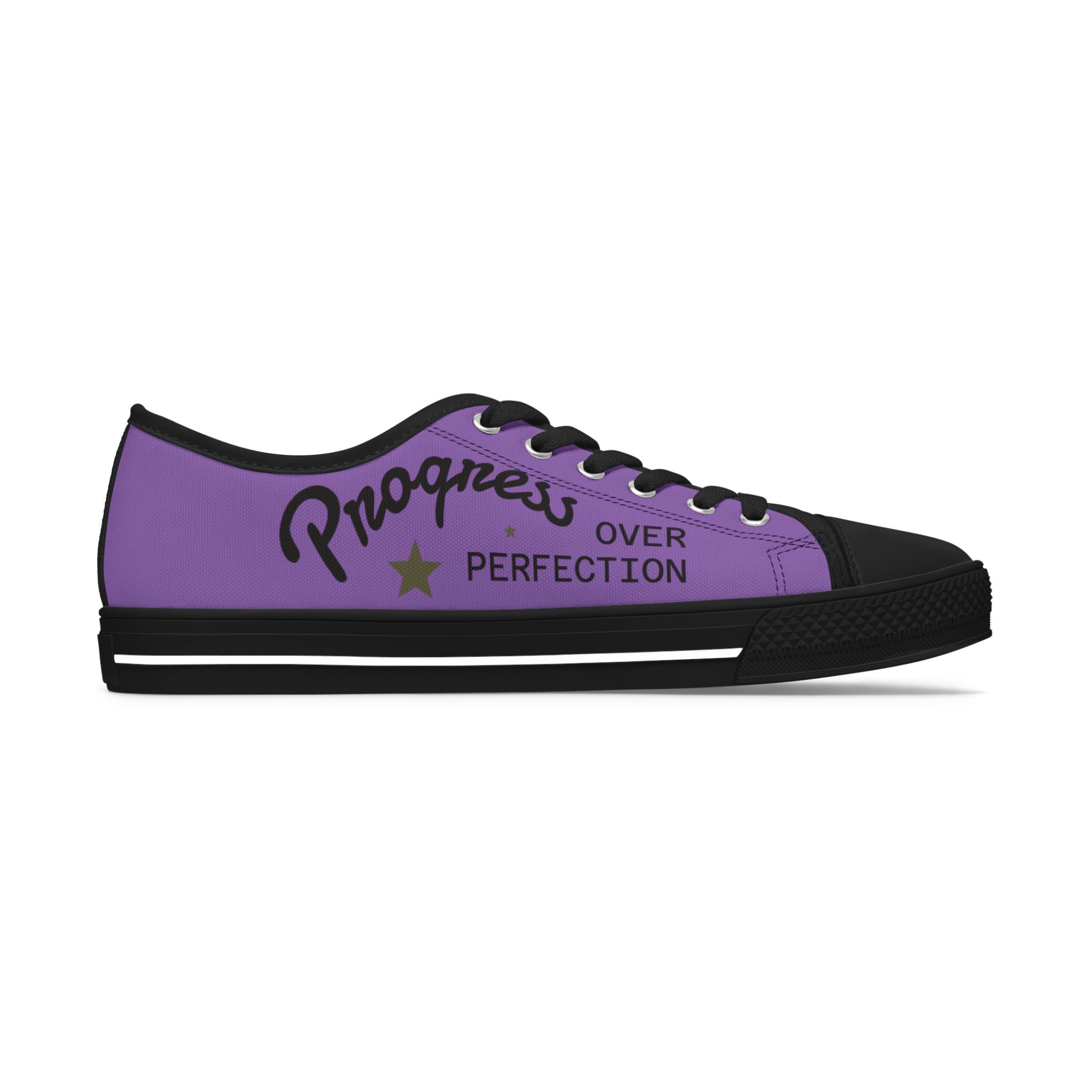 Violet Stylish Women's Low Top Sneakers - Casual, Comfortable, Everyday Wear, Perfect for Summer, Striped Sneakers, Trendy Footwear **Progress Over Perfection"