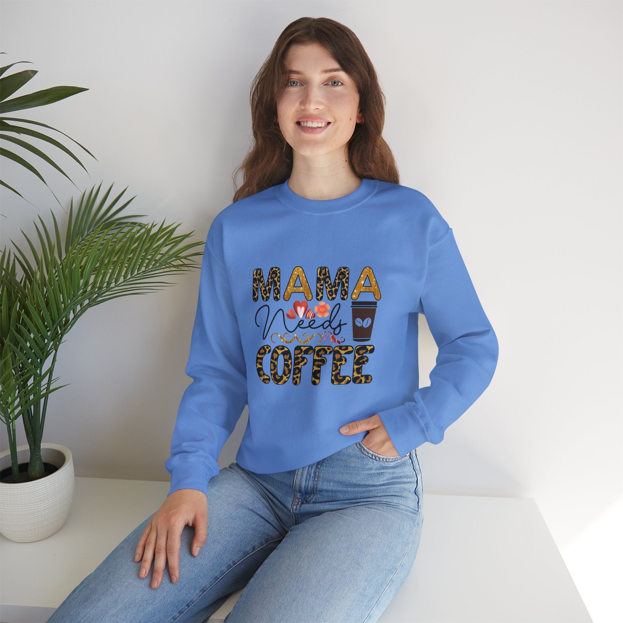 Mama Needs Coffee Crewneck Sweatshirt - Cozy Unisex Pullover Apparel for Moms