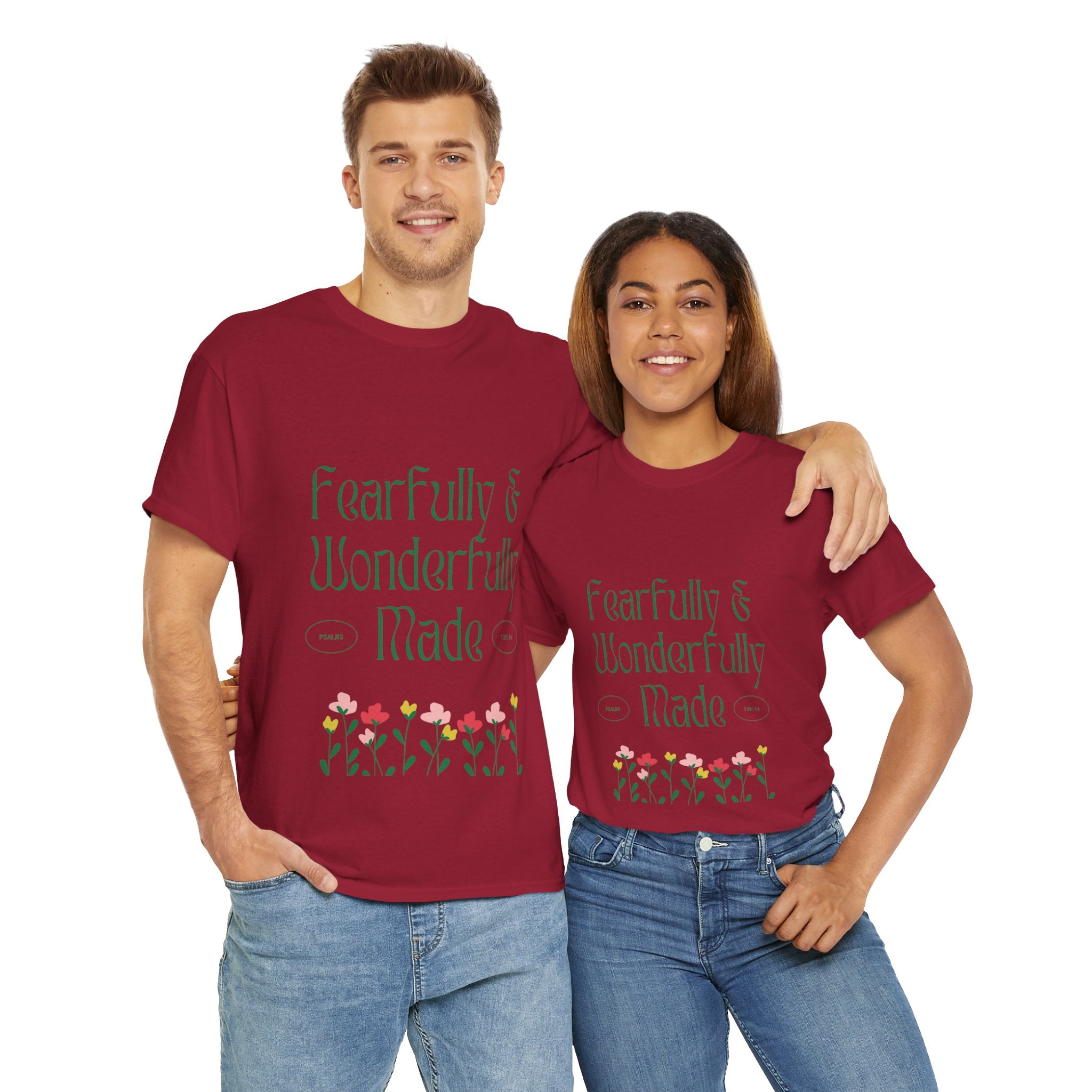 Fearfully & Wonderfully Made Unisex Cotton Tee – Inspirational Floral T-Shirt