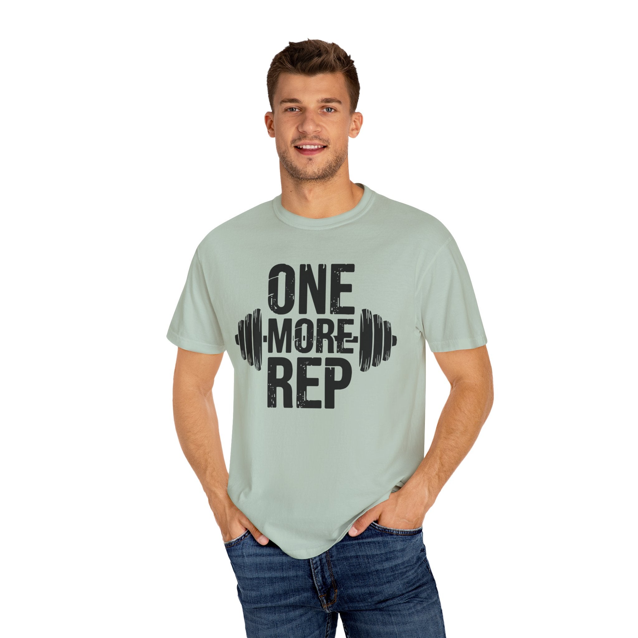 Motivational Workout T-Shirt - "One More Rep" - Unisex Garment-Dyed Tee for Fitness Enthusiasts
