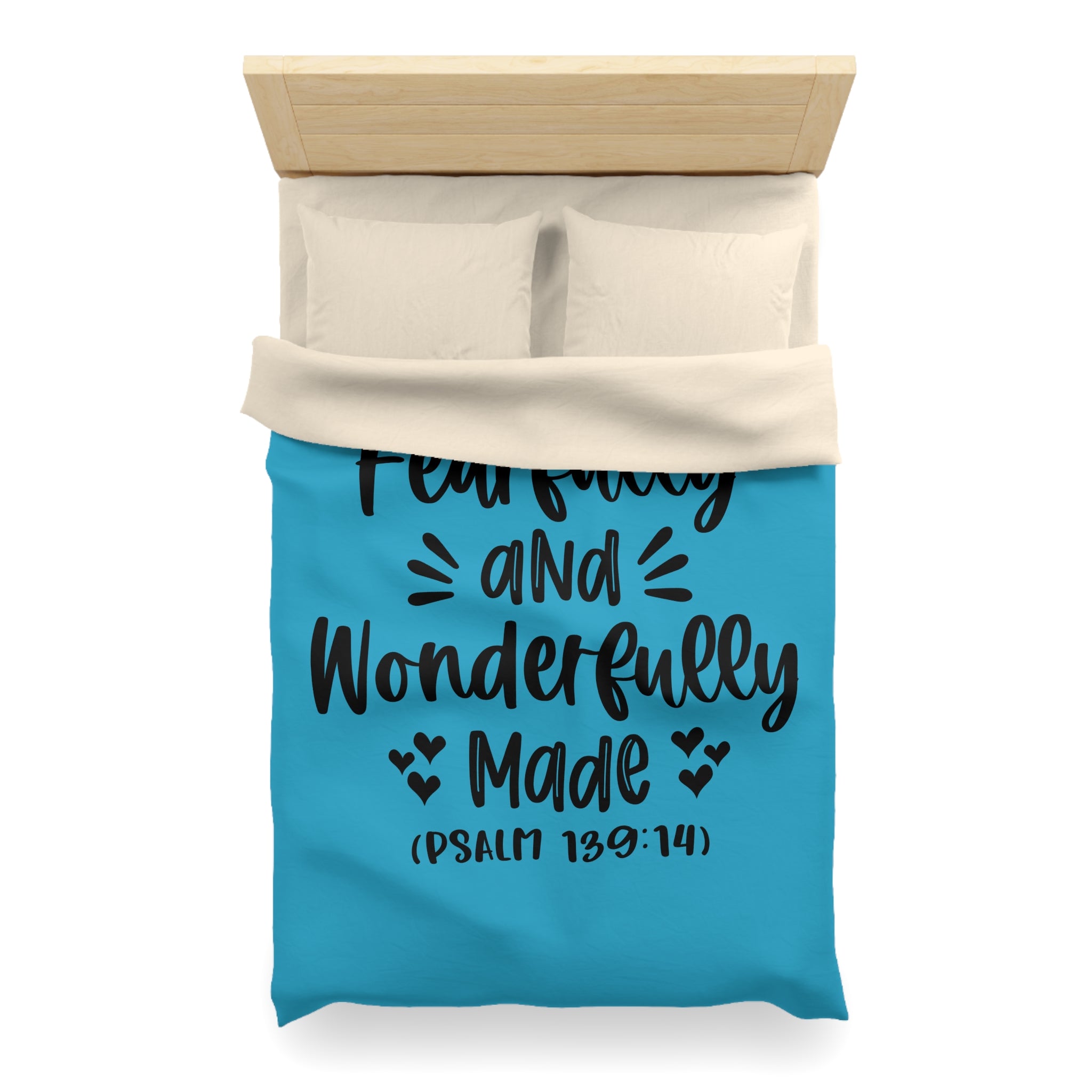 Inspirational Microfiber Duvet Cover - 'Fearfully and Wonderfully Made'