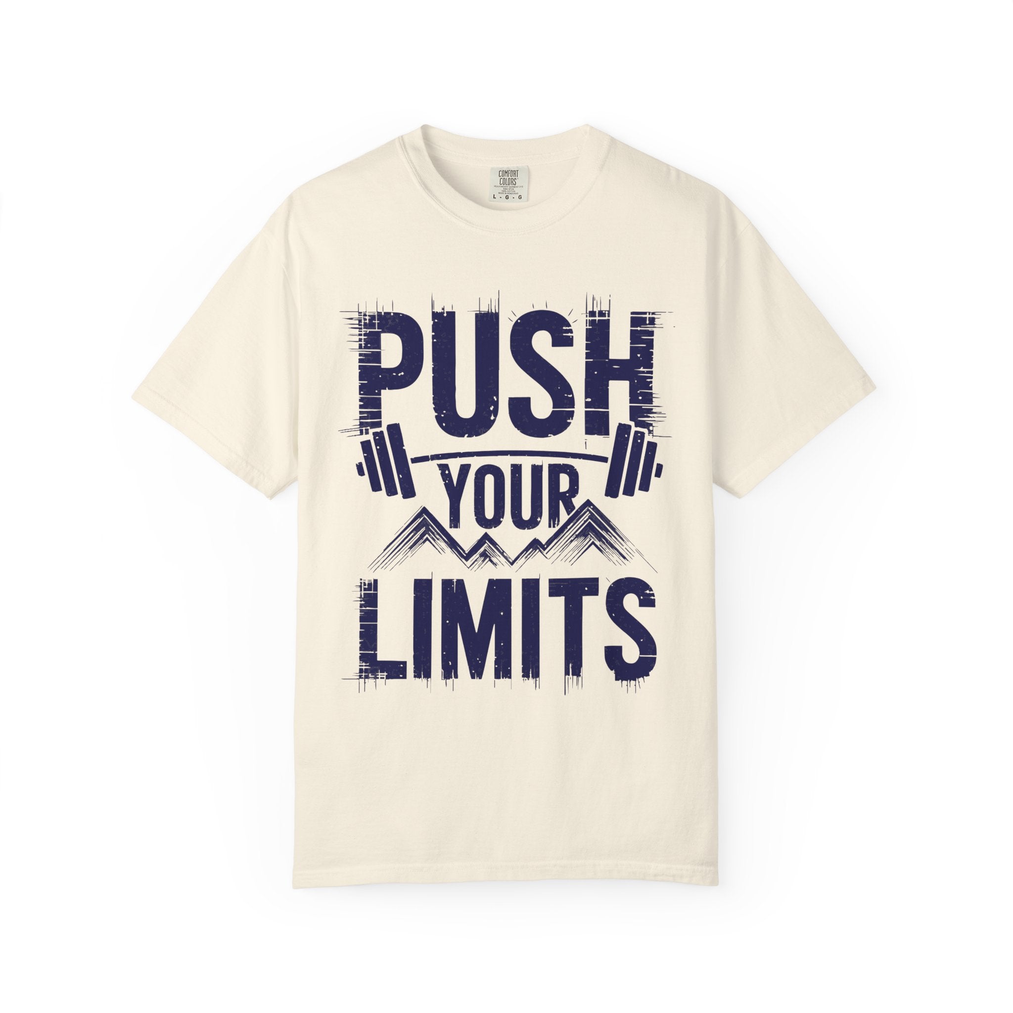 Motivational Workout T-Shirt | 'Push Your Limits' Design | Unisex Garment-Dyed Tee