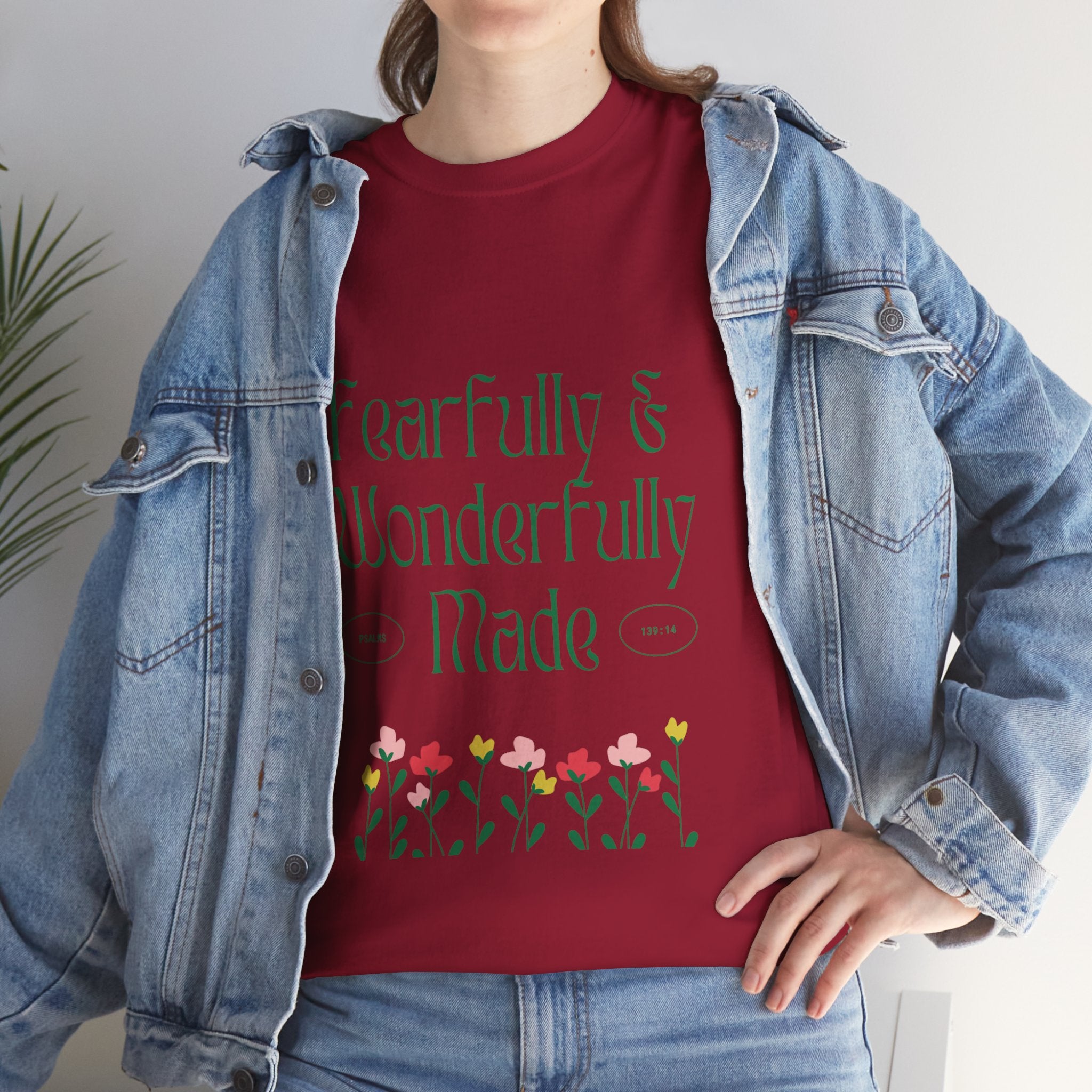 Fearfully & Wonderfully Made Unisex Cotton Tee – Inspirational Floral T-Shirt