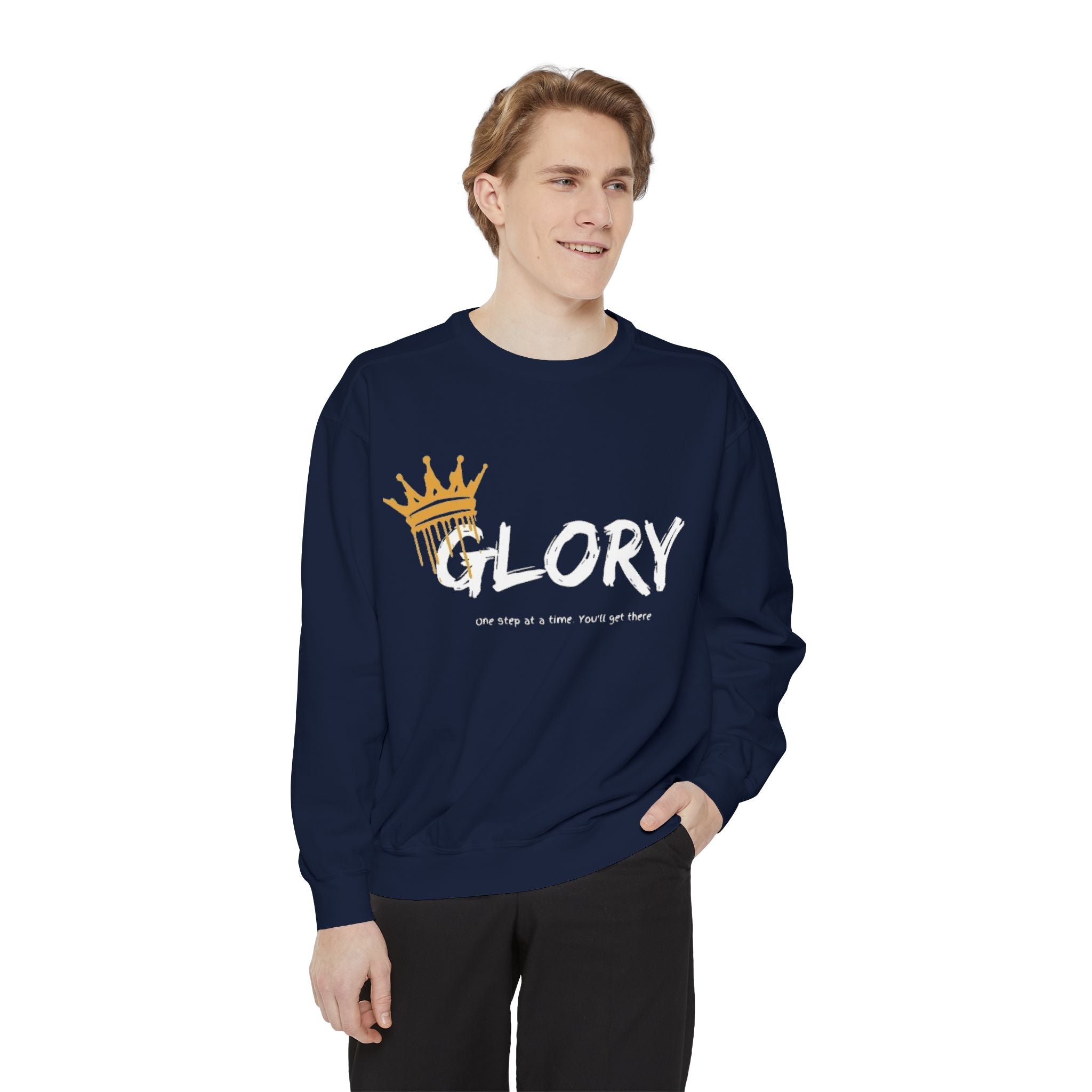 Garment-Dyed 'Glory' Sweatshirt - Motivational Unisex Crewneck