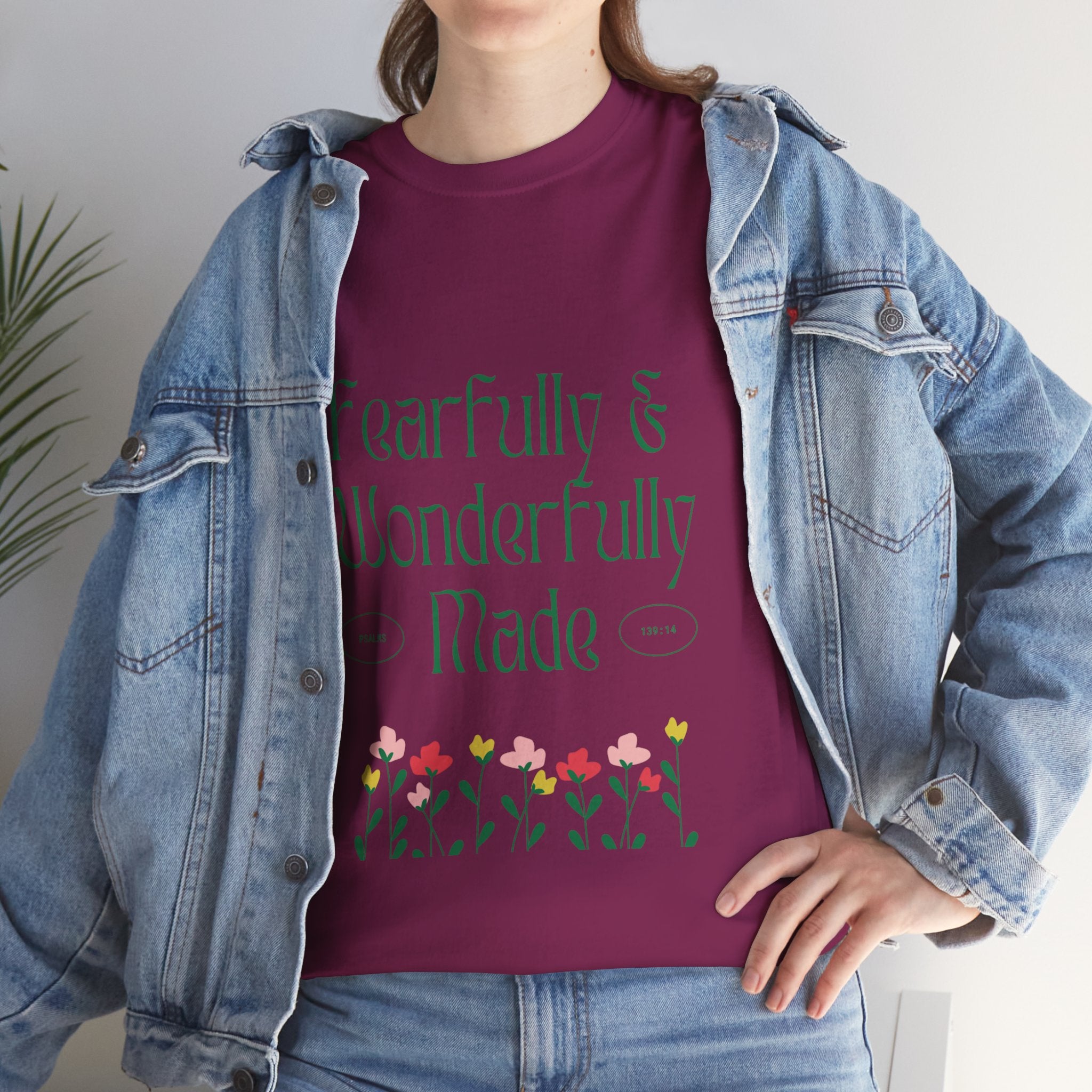 Fearfully & Wonderfully Made Unisex Cotton Tee – Inspirational Floral T-Shirt