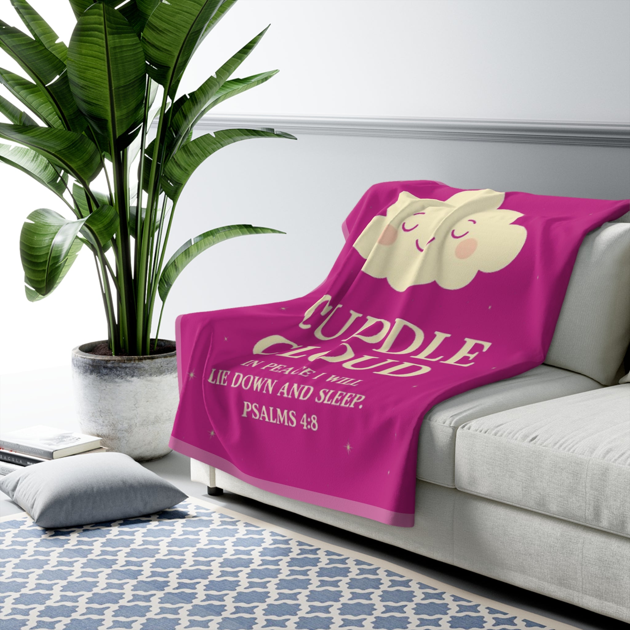 🩷 Cozy Sherpa Fleece Blanket, Cute Cuddle Cloud Design, Perfect for Gifts, Home Decor, Snuggling, Comfort