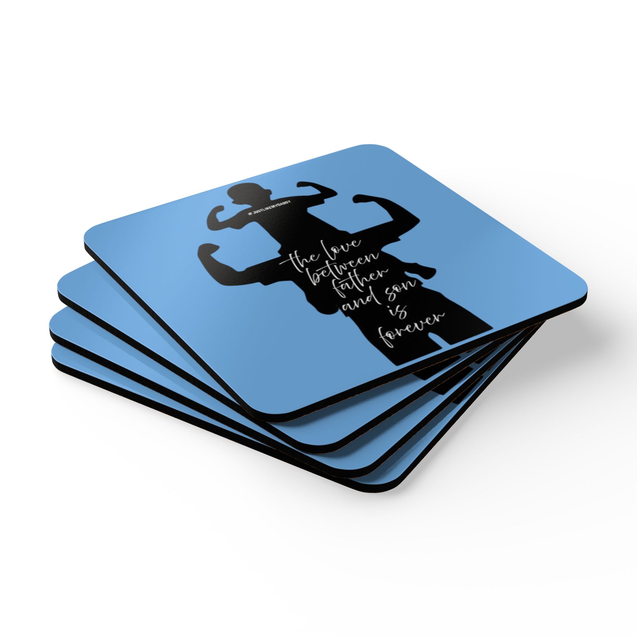 Father-Son Love Cork Coaster Set, Rustic Home Decor, Gift for Dad, Family Celebrations, Unique Housewarming Gift, Personalized Coasters