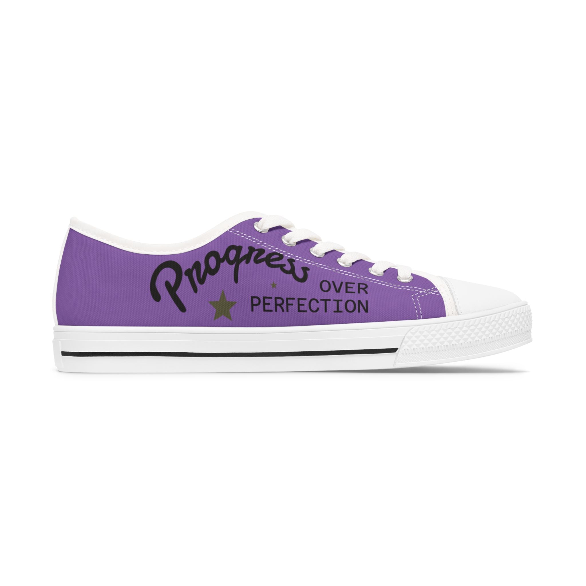 Violet Stylish Women's Low Top Sneakers - Casual, Comfortable, Everyday Wear, Perfect for Summer, Striped Sneakers, Trendy Footwear **Progress Over Perfection"