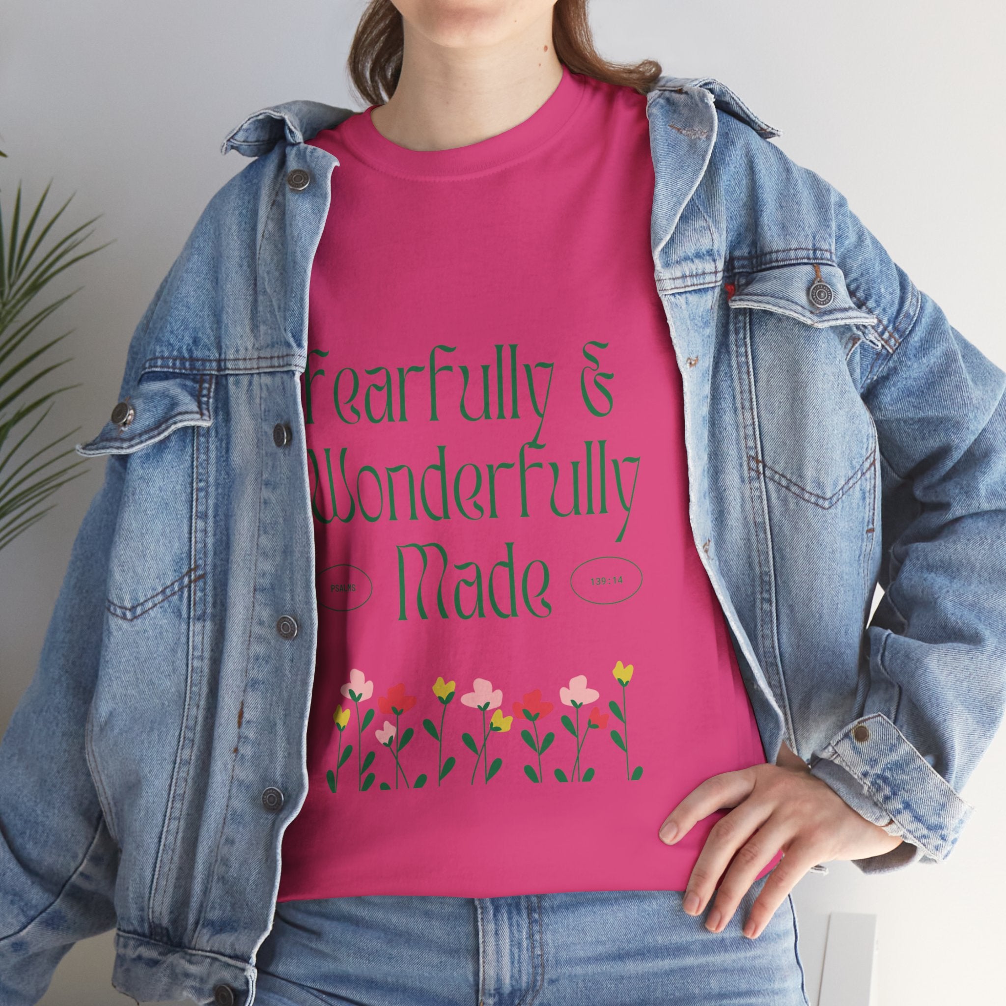 Fearfully & Wonderfully Made Unisex Cotton Tee – Inspirational Floral T-Shirt