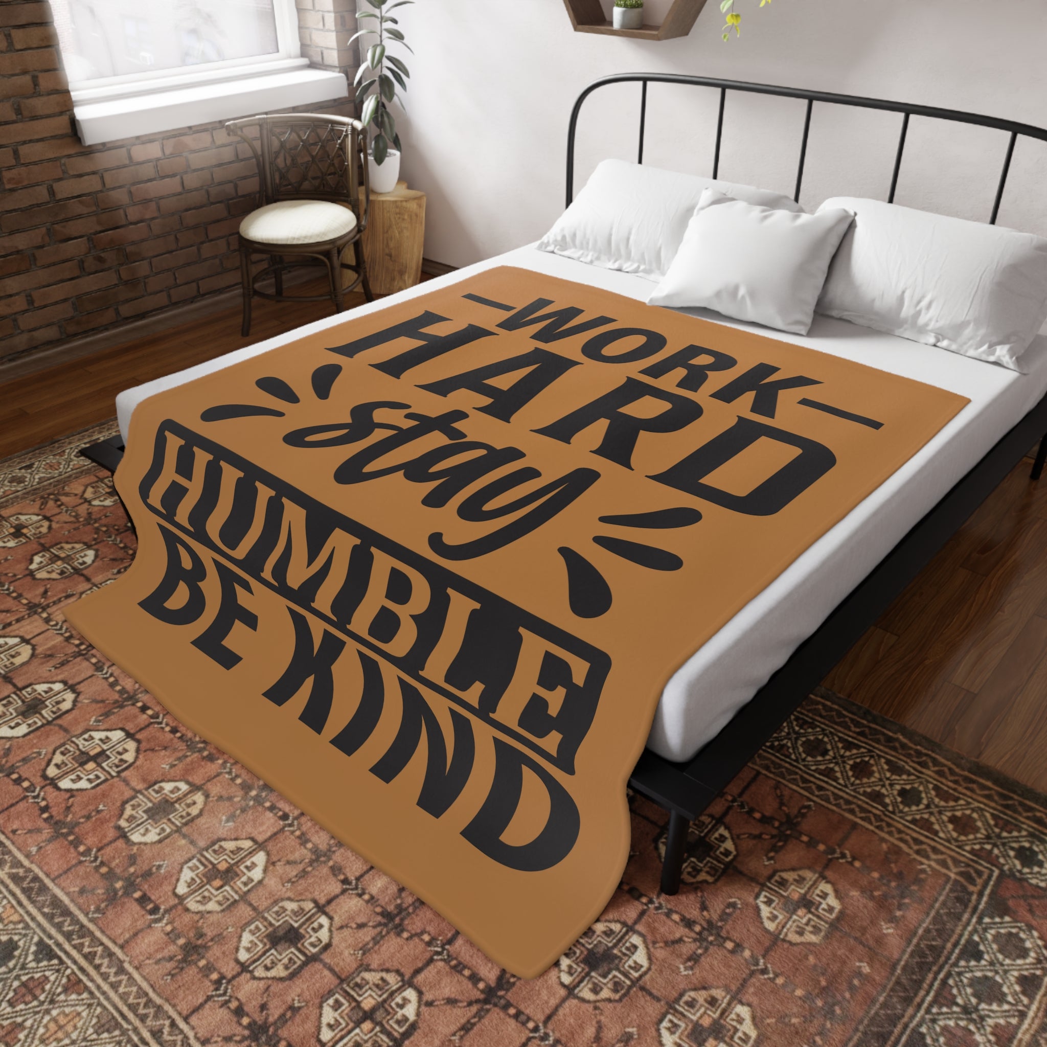 Motivational Fleece Blanket - Cozy Home Decor, Gift for Inspiration, Work Hard Stay Humble, Encouragement Blanket, Thoughtful Present