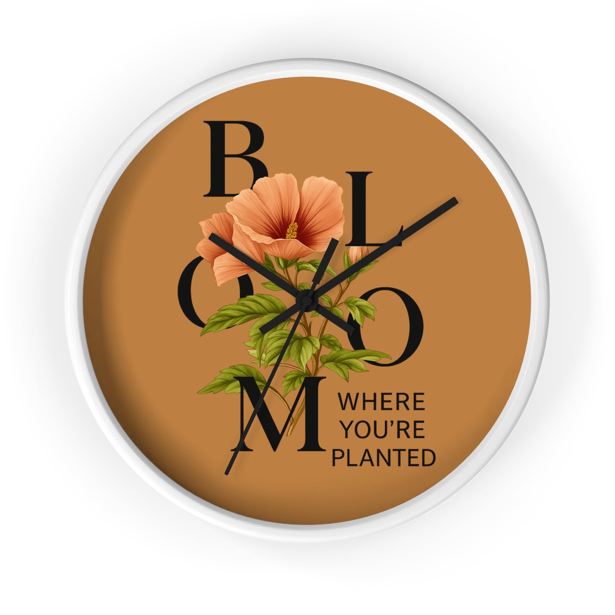 Copy of Bloom Where You're Planted Wall Clock, Floral Home Decor, Botanical Gift, Inspirational Wall Art, Modern Timepiece