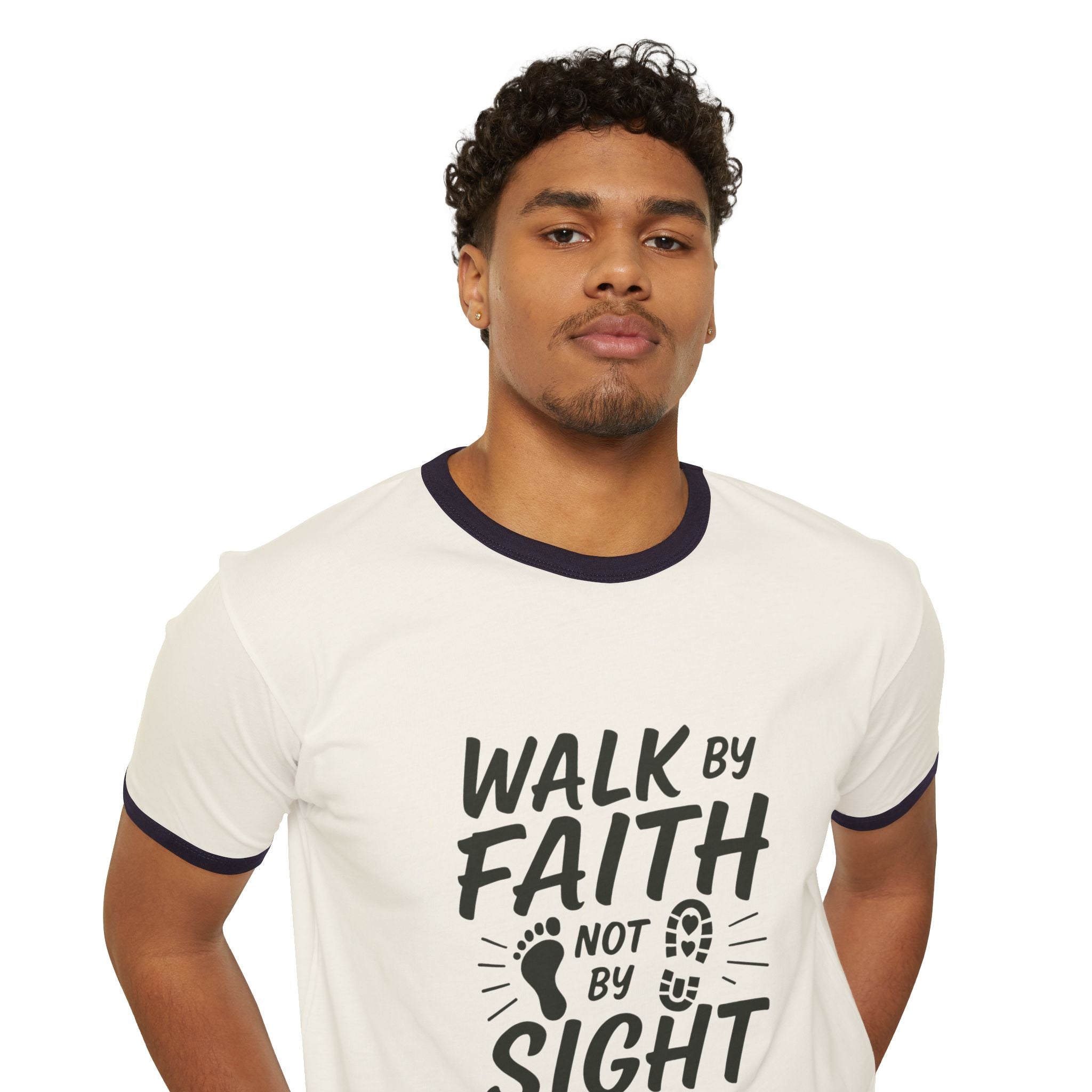 Inspirational Cotton Ringer T-shirt, Faith, Christian Gift, Casual Wear, Unique Faith-Based Apparel