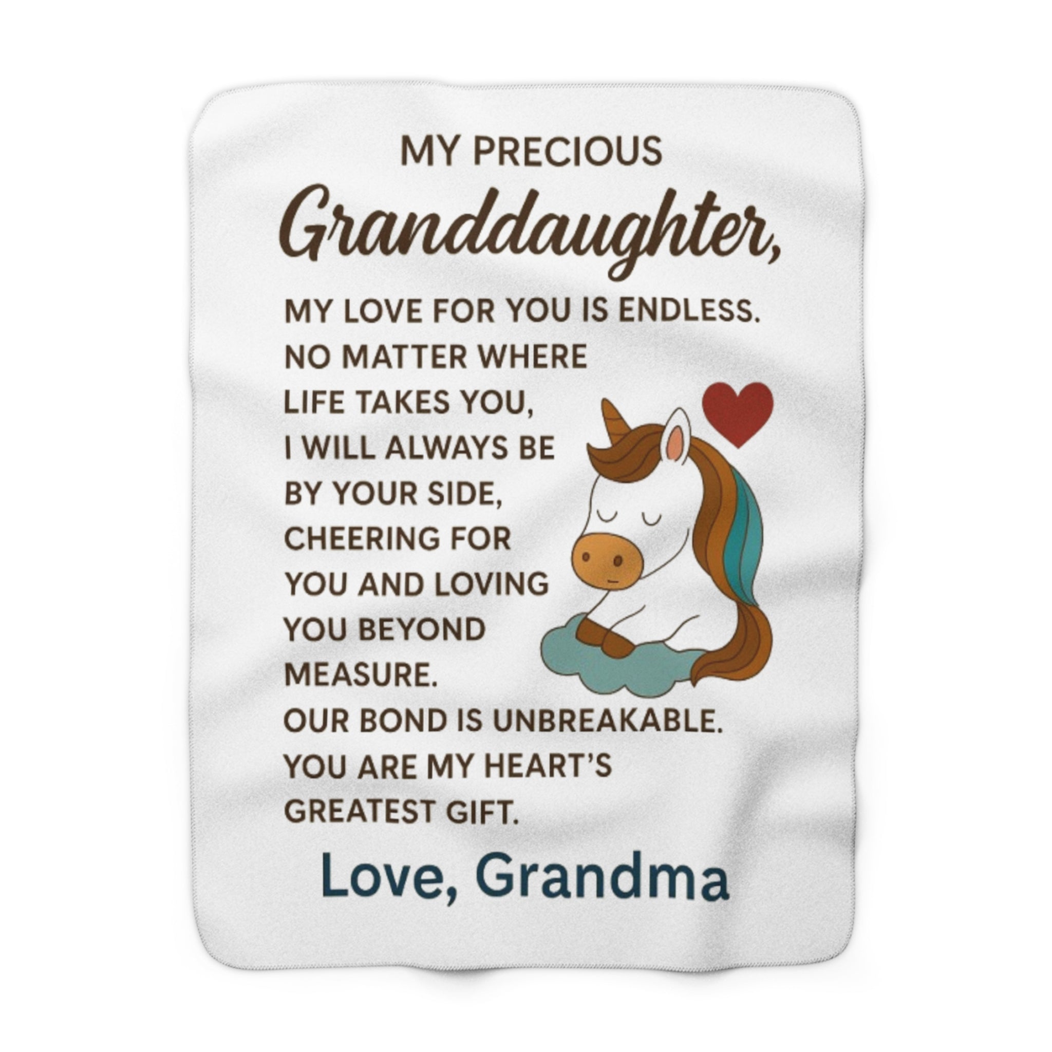 To My Granddaughter Sherpa Fleece Blanket | Cozy Gift from Grandma | Soft Throw Blanket for Birthdays, Holidays, Love