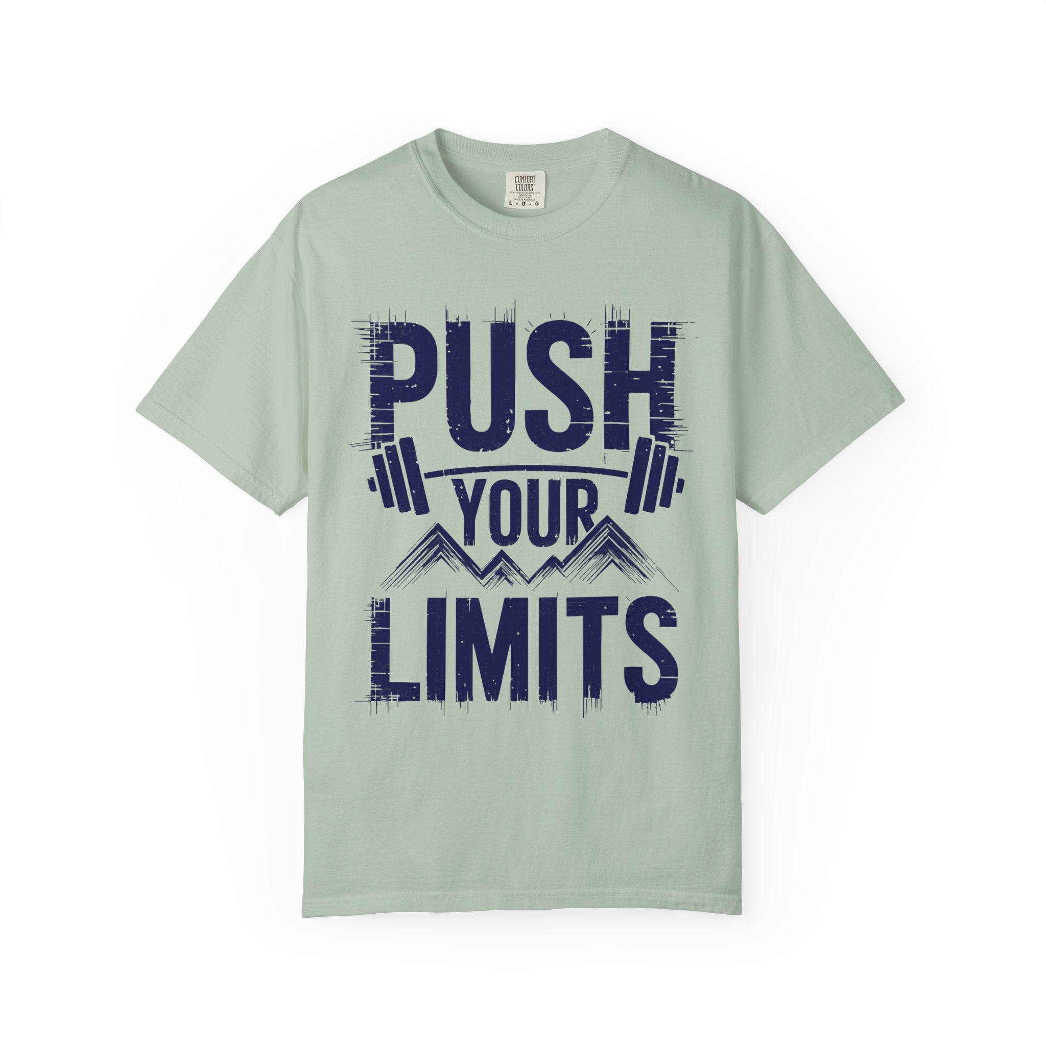 Motivational Workout T-Shirt | 'Push Your Limits' Design | Unisex Garment-Dyed Tee