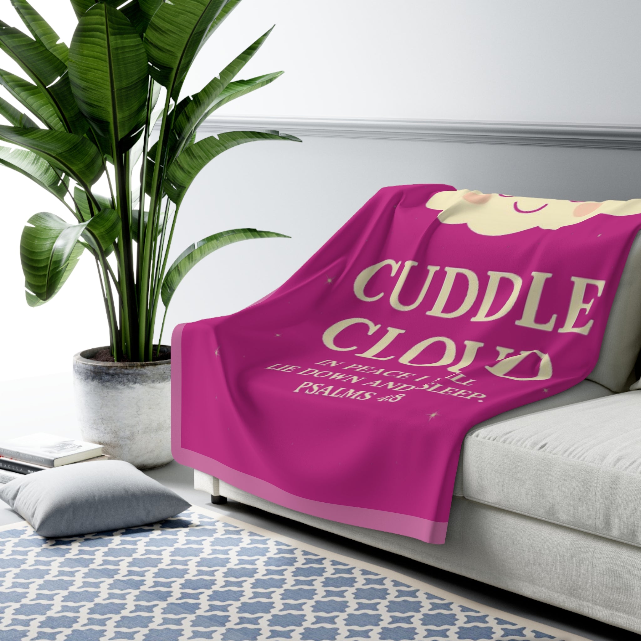 🩷 Cozy Sherpa Fleece Blanket, Cute Cuddle Cloud Design, Perfect for Gifts, Home Decor, Snuggling, Comfort