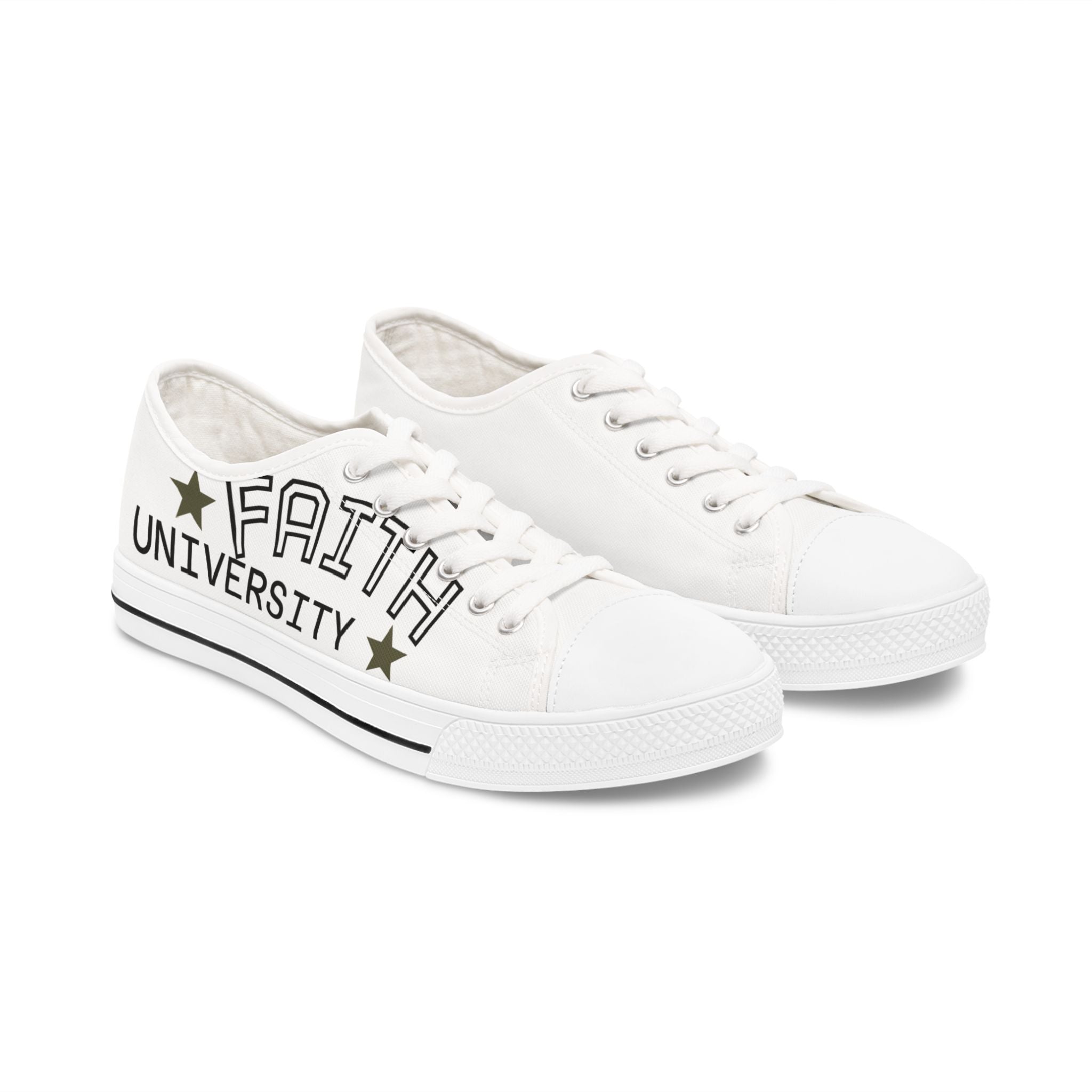 White Stylish Women's Low Top Sneakers - Casual, Comfortable, Everyday Wear, Perfect for Summer, Striped Sneakers, Trendy Footwear