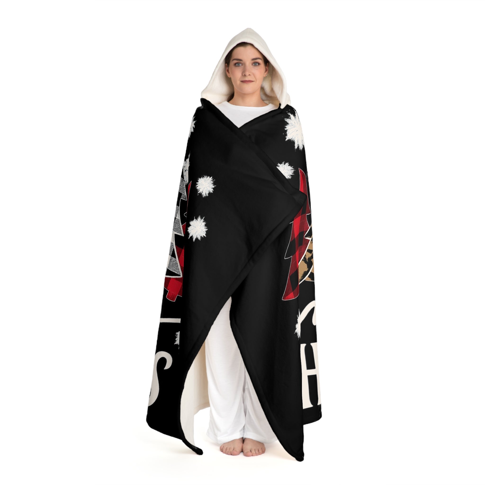 Cozy Sherpa Fleece Blanket Hoodie, Soft Hooded Throw Blanket, Warm Blanket for Winter, Stylish Indoor Wear, Perfect Gift for Holidays