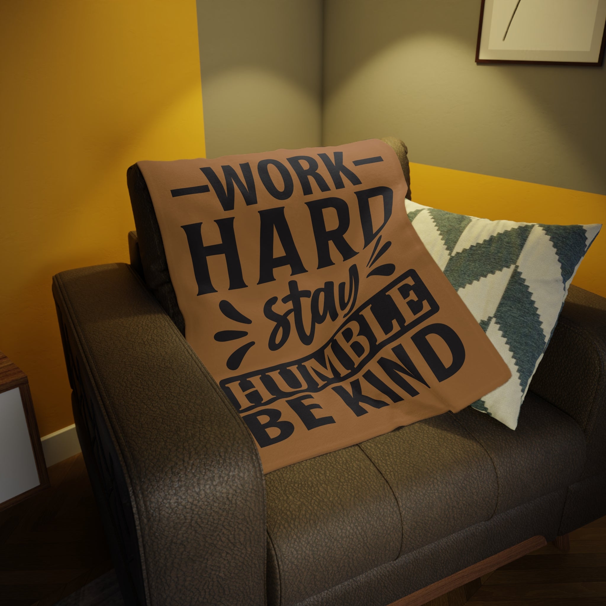 Motivational Fleece Blanket - Cozy Home Decor, Gift for Inspiration, Work Hard Stay Humble, Encouragement Blanket, Thoughtful Present