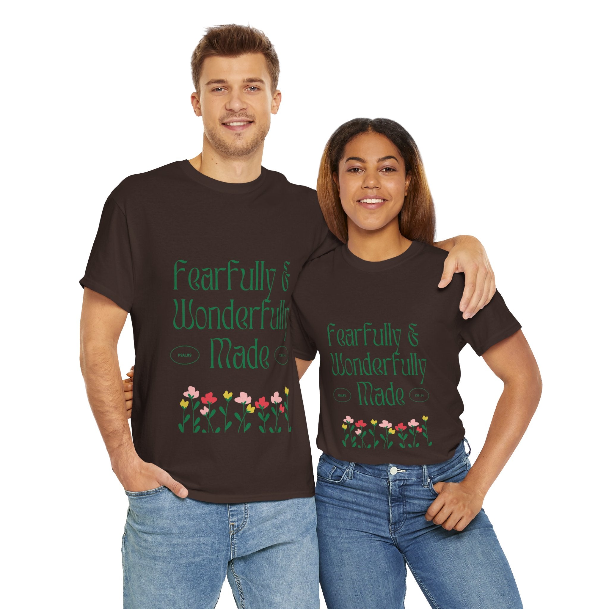 Fearfully & Wonderfully Made Unisex Cotton Tee – Inspirational Floral T-Shirt