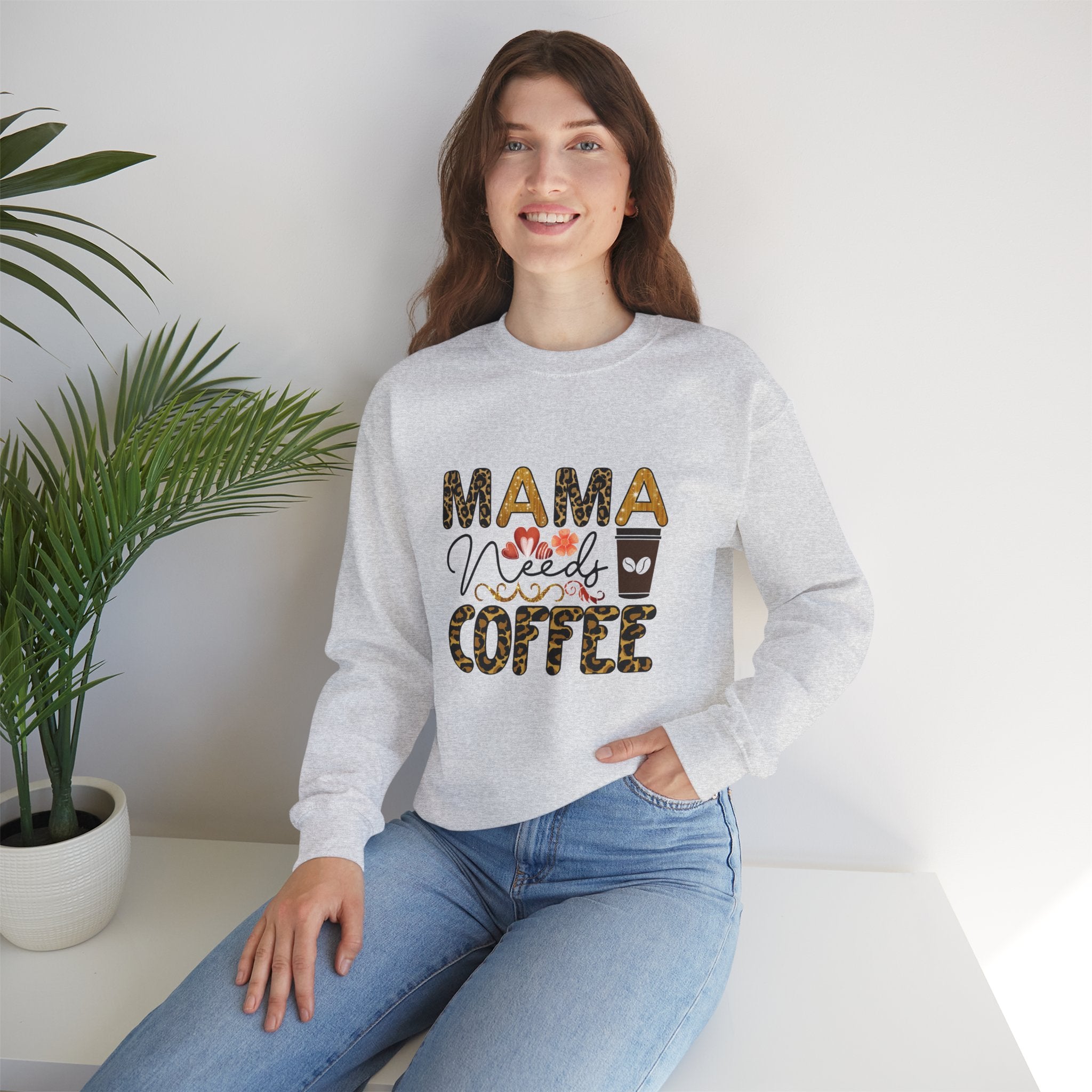 Mama Needs Coffee Crewneck Sweatshirt - Cozy Unisex Pullover Apparel for Moms
