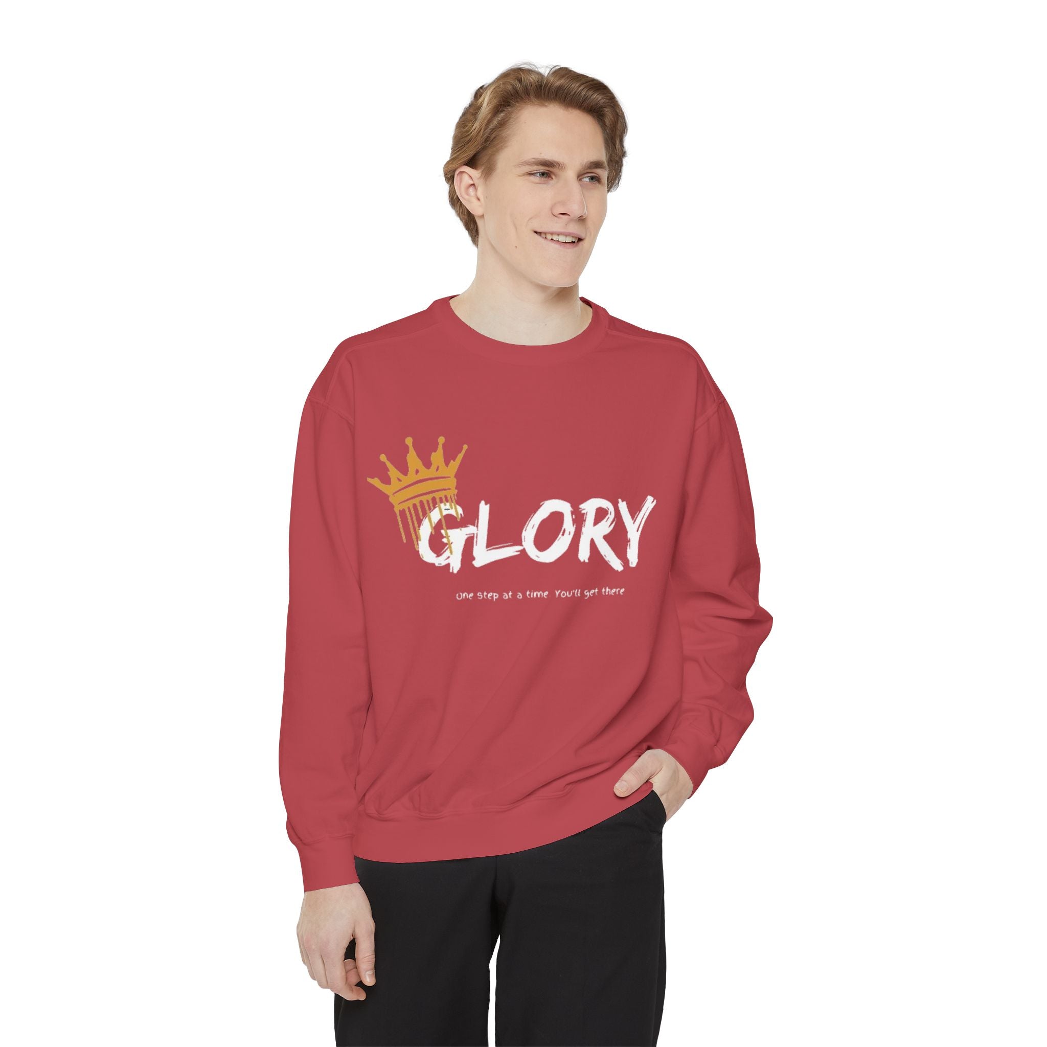 Garment-Dyed 'Glory' Sweatshirt - Motivational Unisex Crewneck