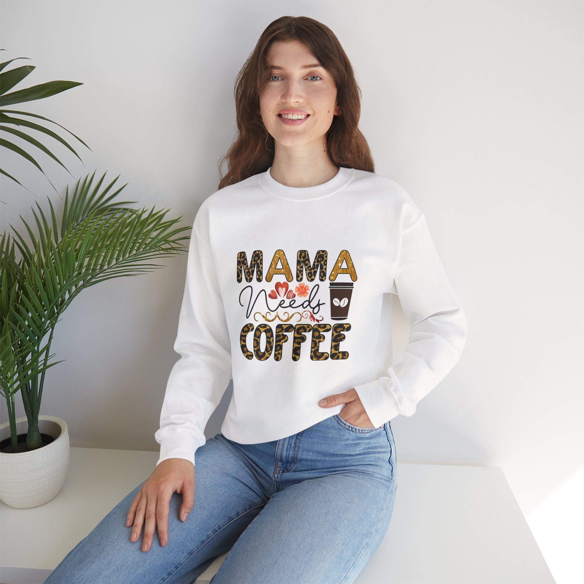 Mama Needs Coffee Crewneck Sweatshirt - Cozy Unisex Pullover Apparel for Moms