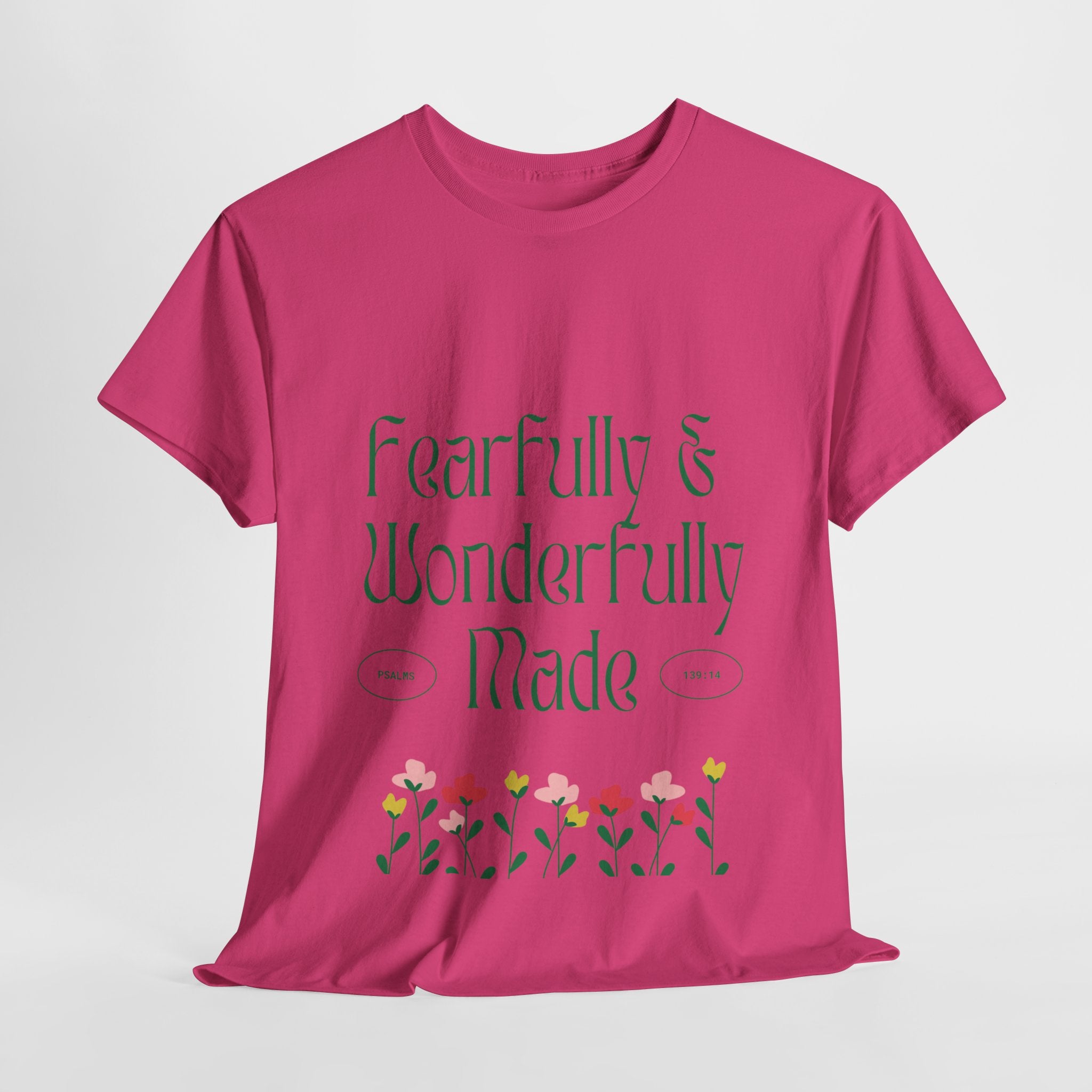 Fearfully & Wonderfully Made Unisex Cotton Tee – Inspirational Floral T-Shirt