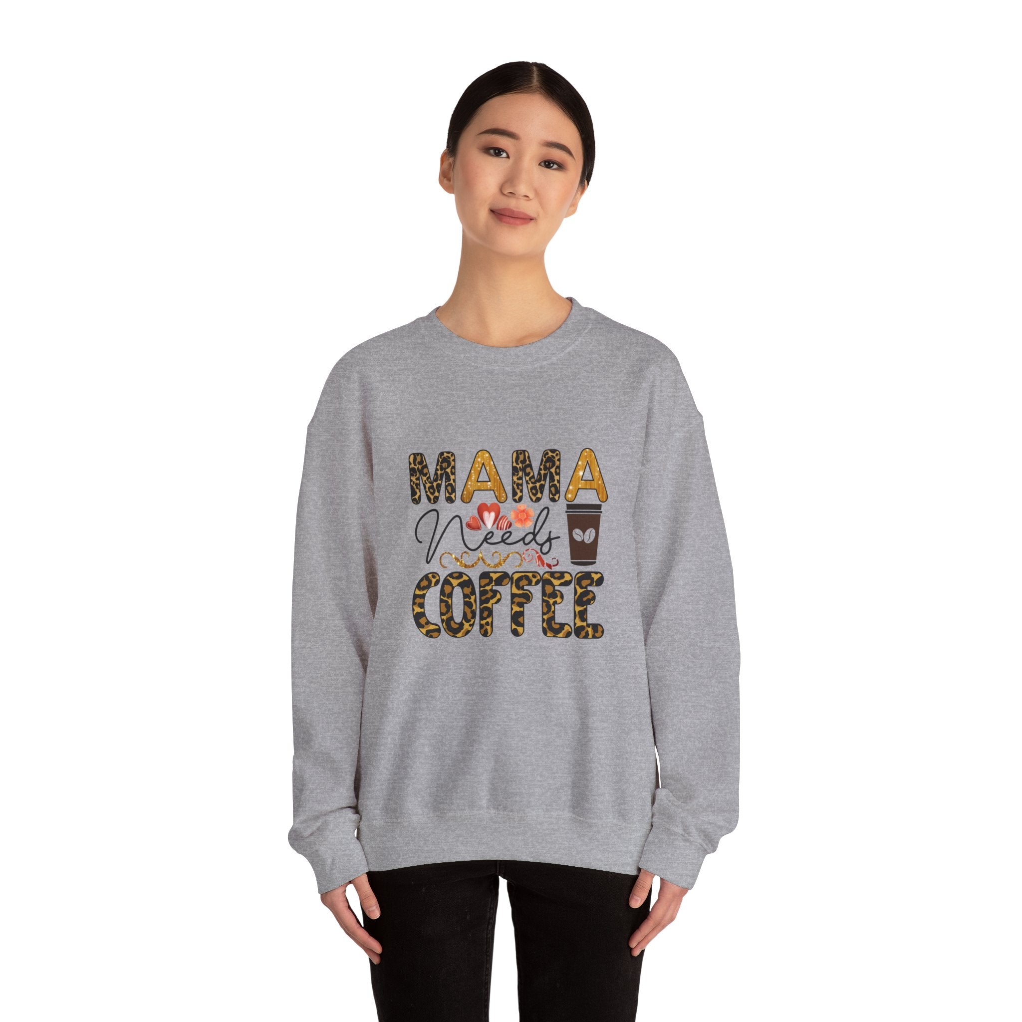 Mama Needs Coffee Crewneck Sweatshirt - Cozy Unisex Pullover Apparel for Moms