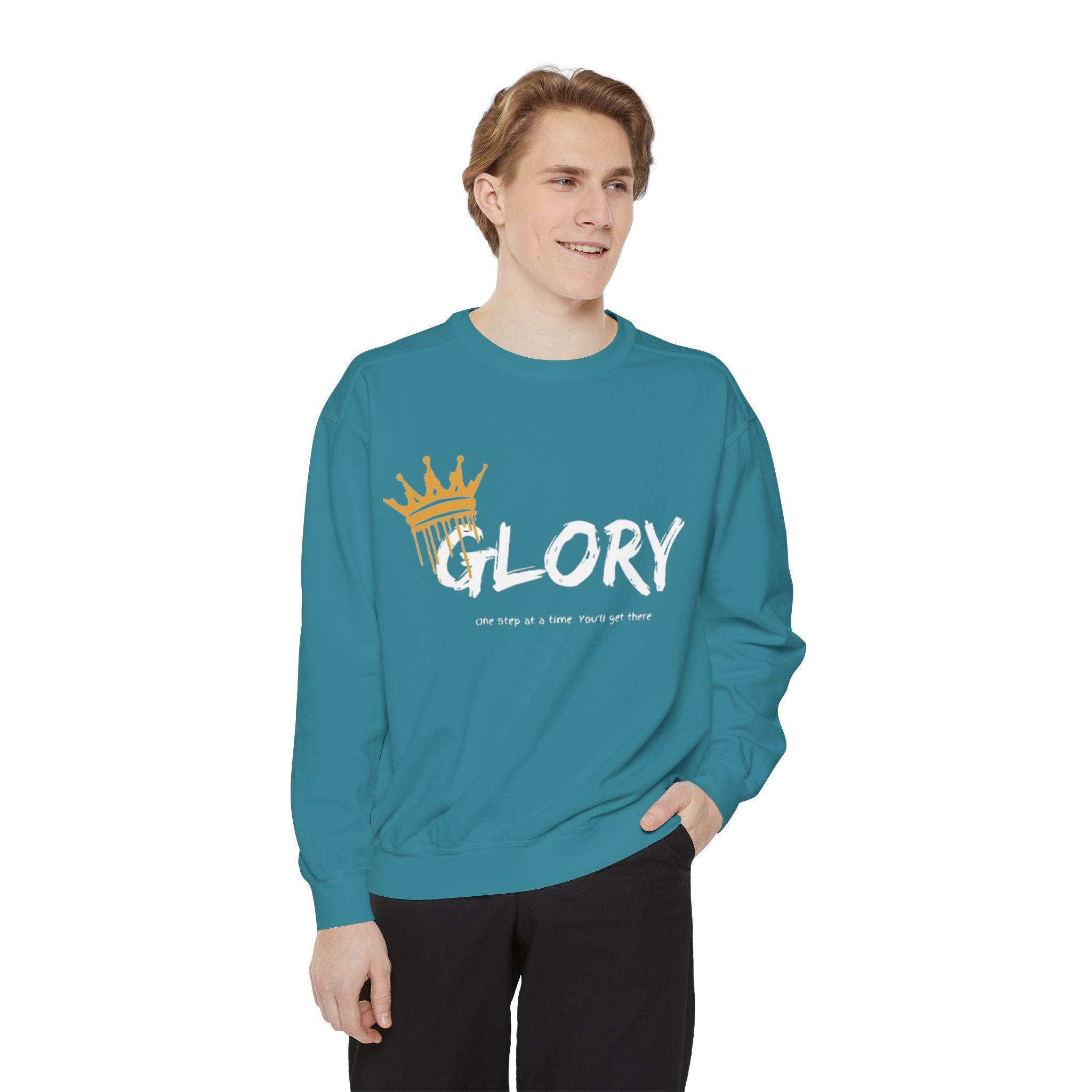 Garment-Dyed 'Glory' Sweatshirt - Motivational Unisex Crewneck