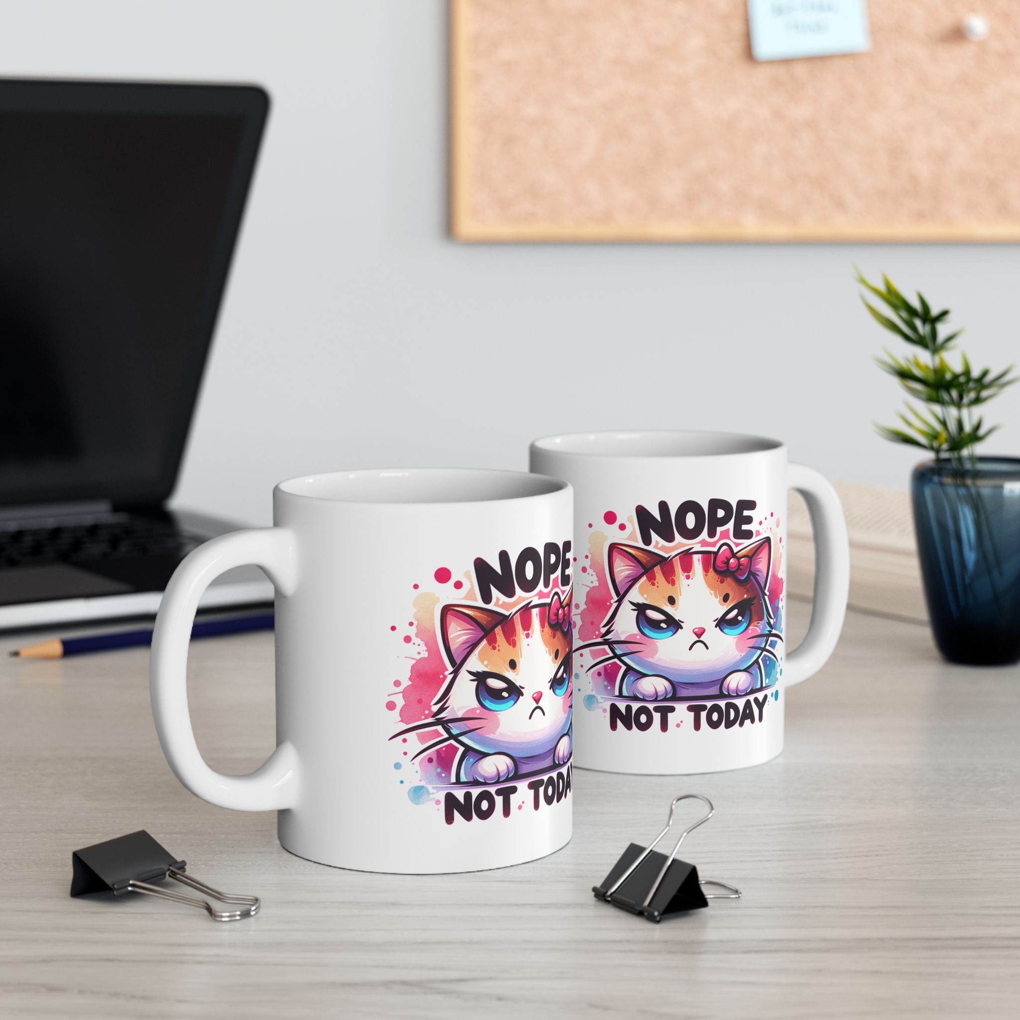 Nope Not Today Cat Ceramic Mug  Colorful 11oz & 15oz Coffee Cup