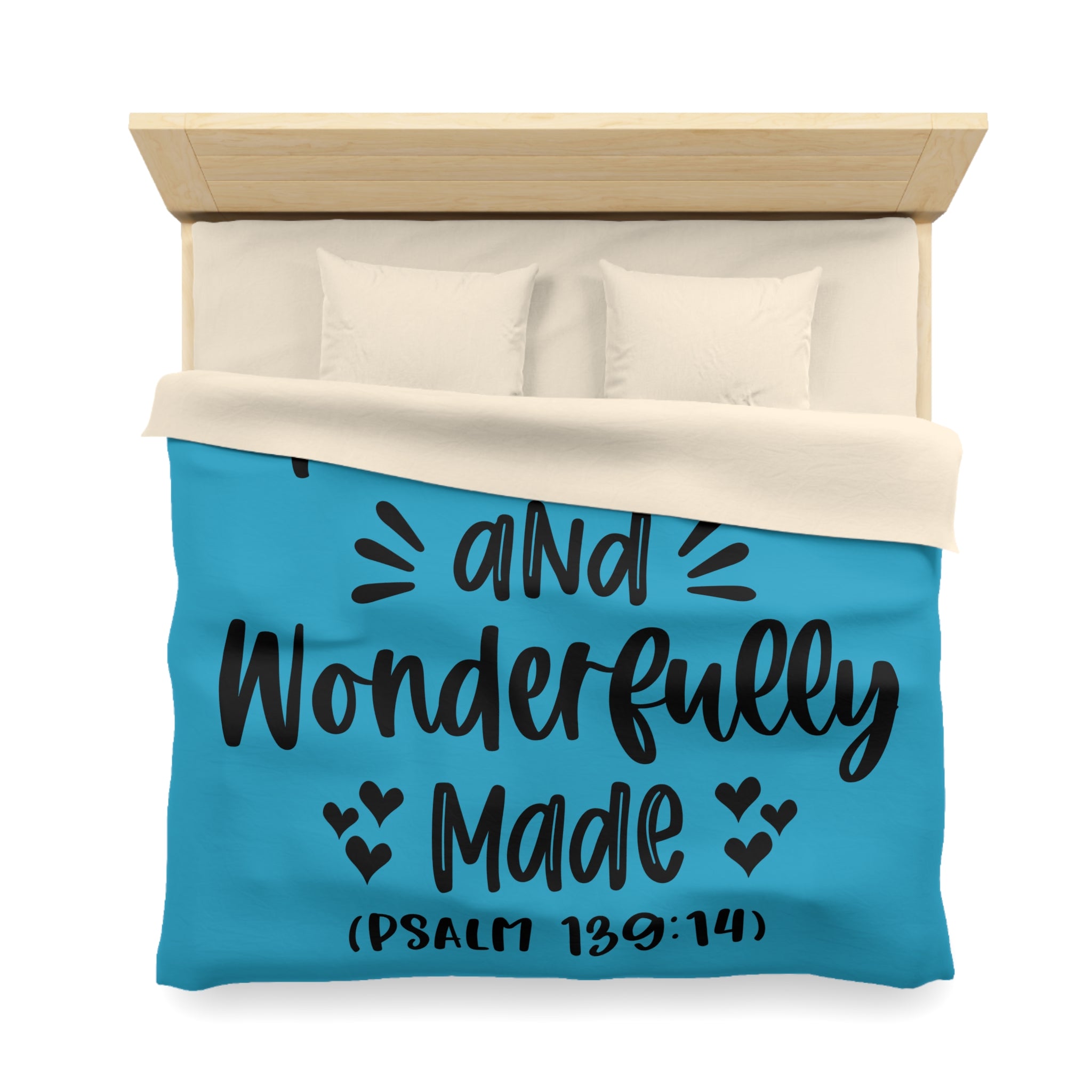 Inspirational Microfiber Duvet Cover - 'Fearfully and Wonderfully Made'