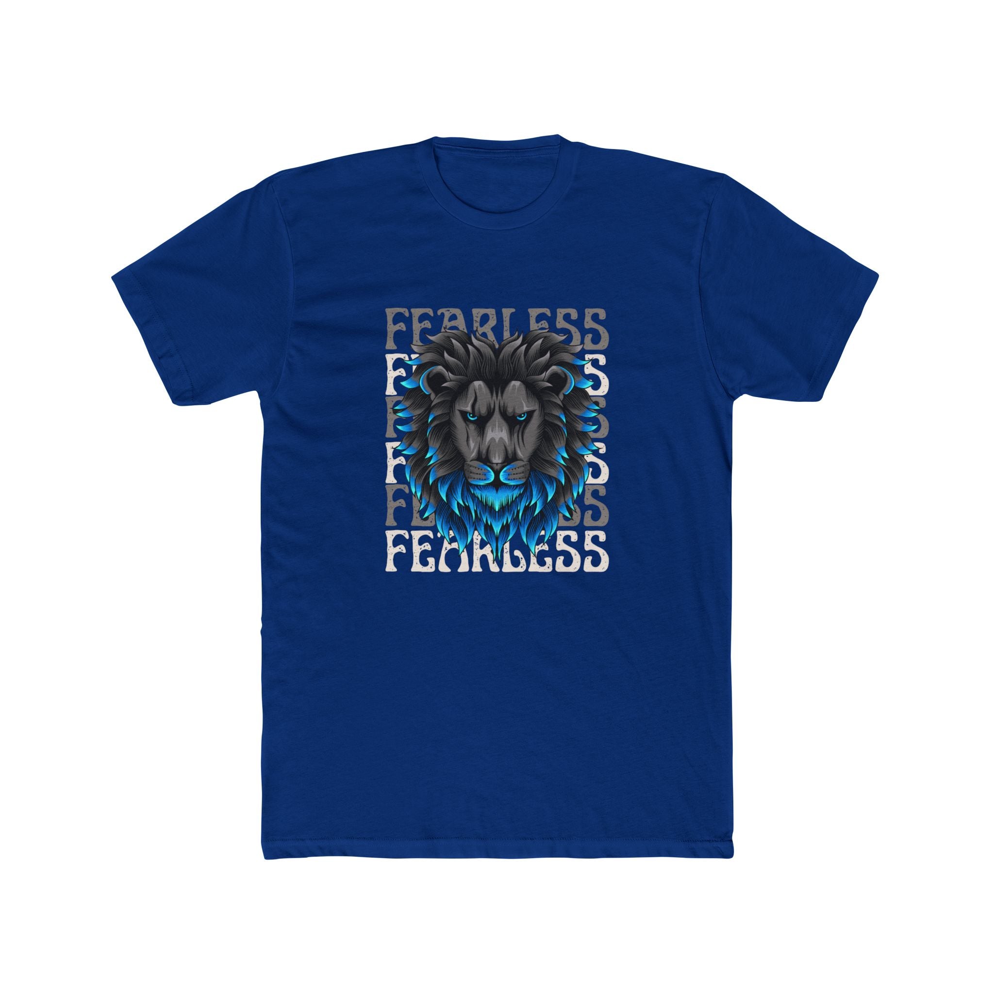 Fearless Lion Graphic Tee - Unisex Cotton Crew Shirt for Animal Lovers, Motivational Gift, Any Occasion, Casual Wear, Unique Style