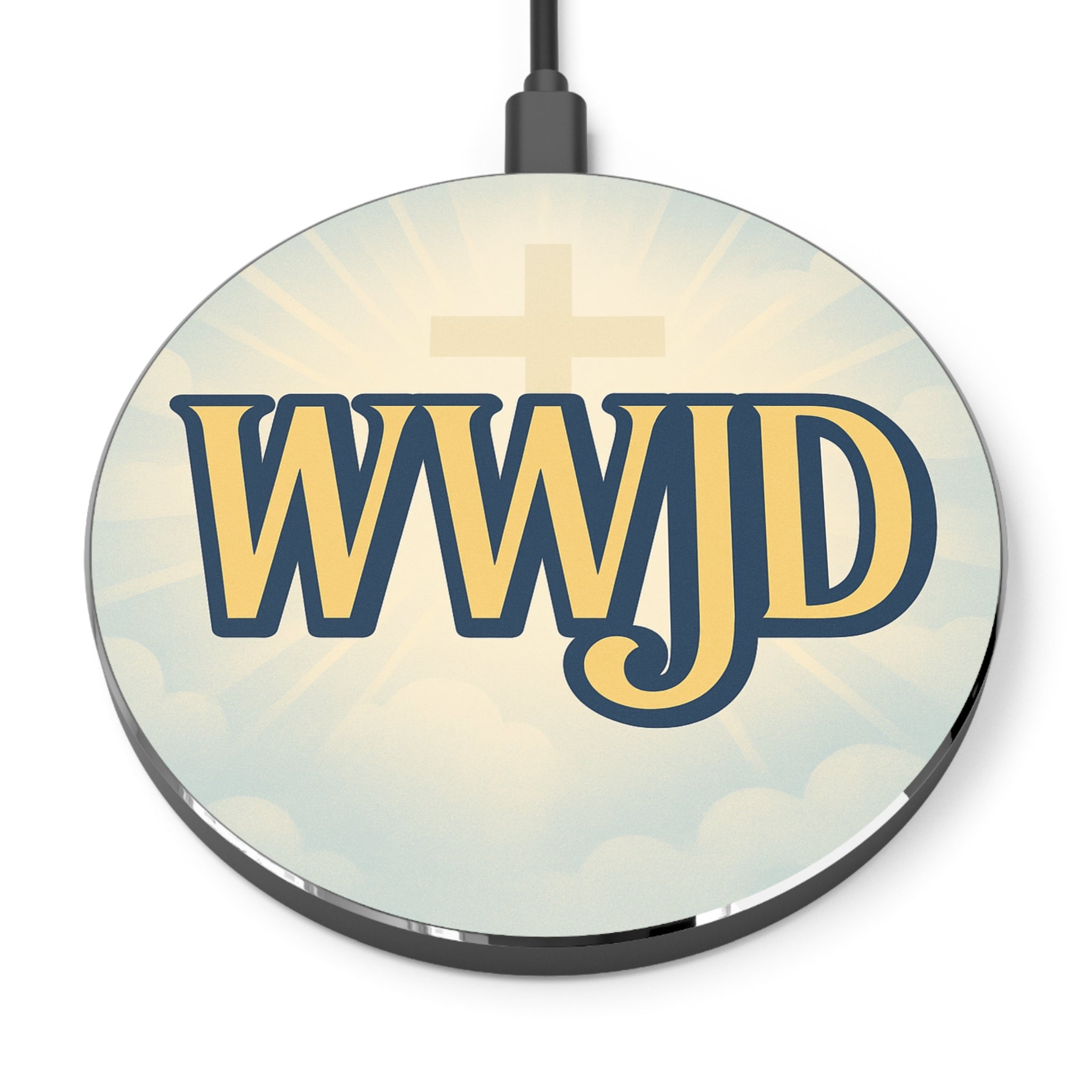 WWJD Wireless Charger | Christian Inspirational Charging Pad, Faith-Based Gift, Modern Desk Accessory, Tech Gift for Her