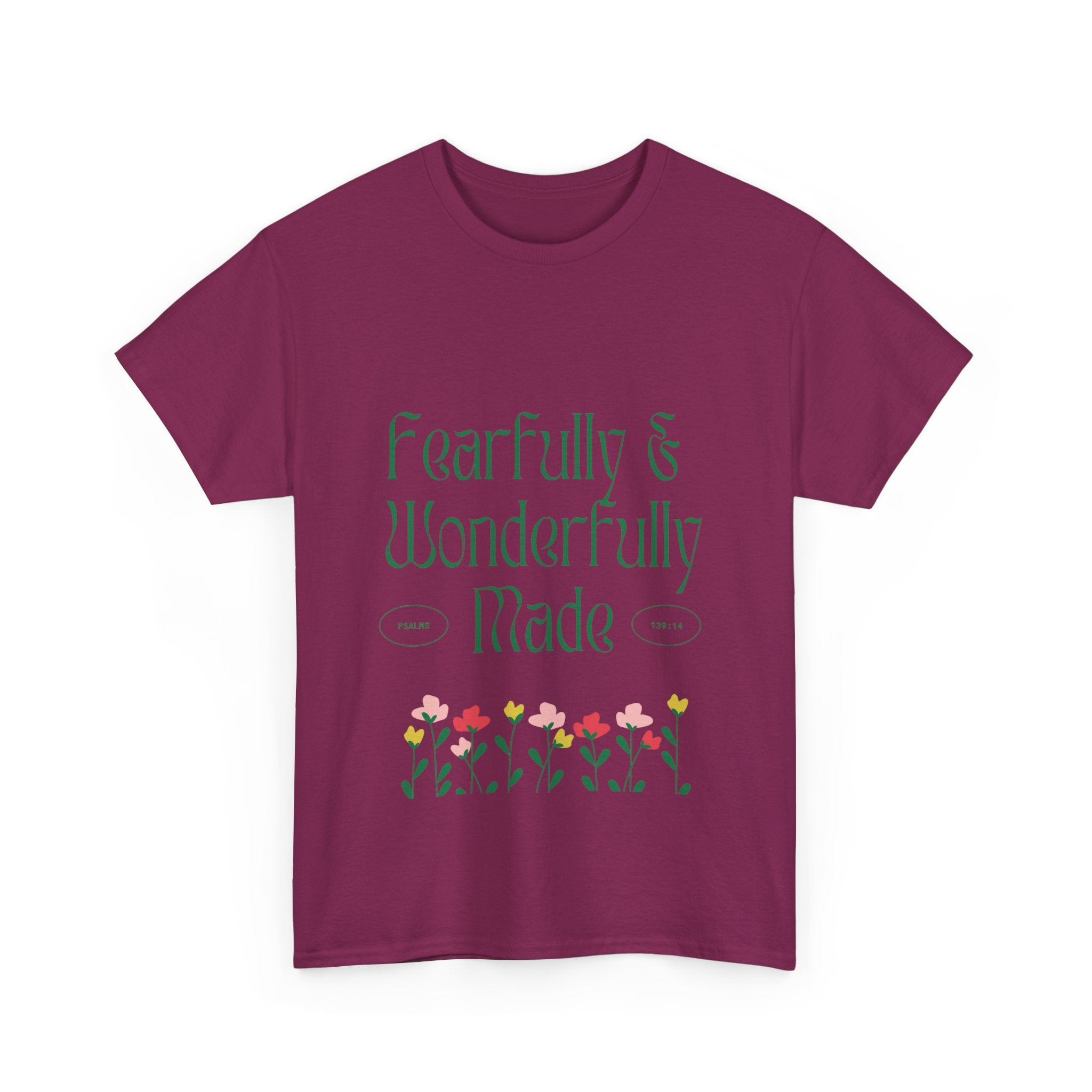 Fearfully & Wonderfully Made Unisex Cotton Tee – Inspirational Floral T-Shirt