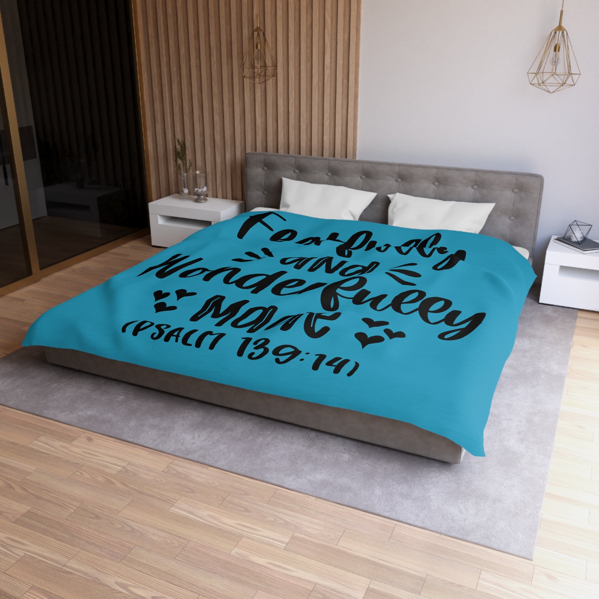 Inspirational Microfiber Duvet Cover - 'Fearfully and Wonderfully Made'