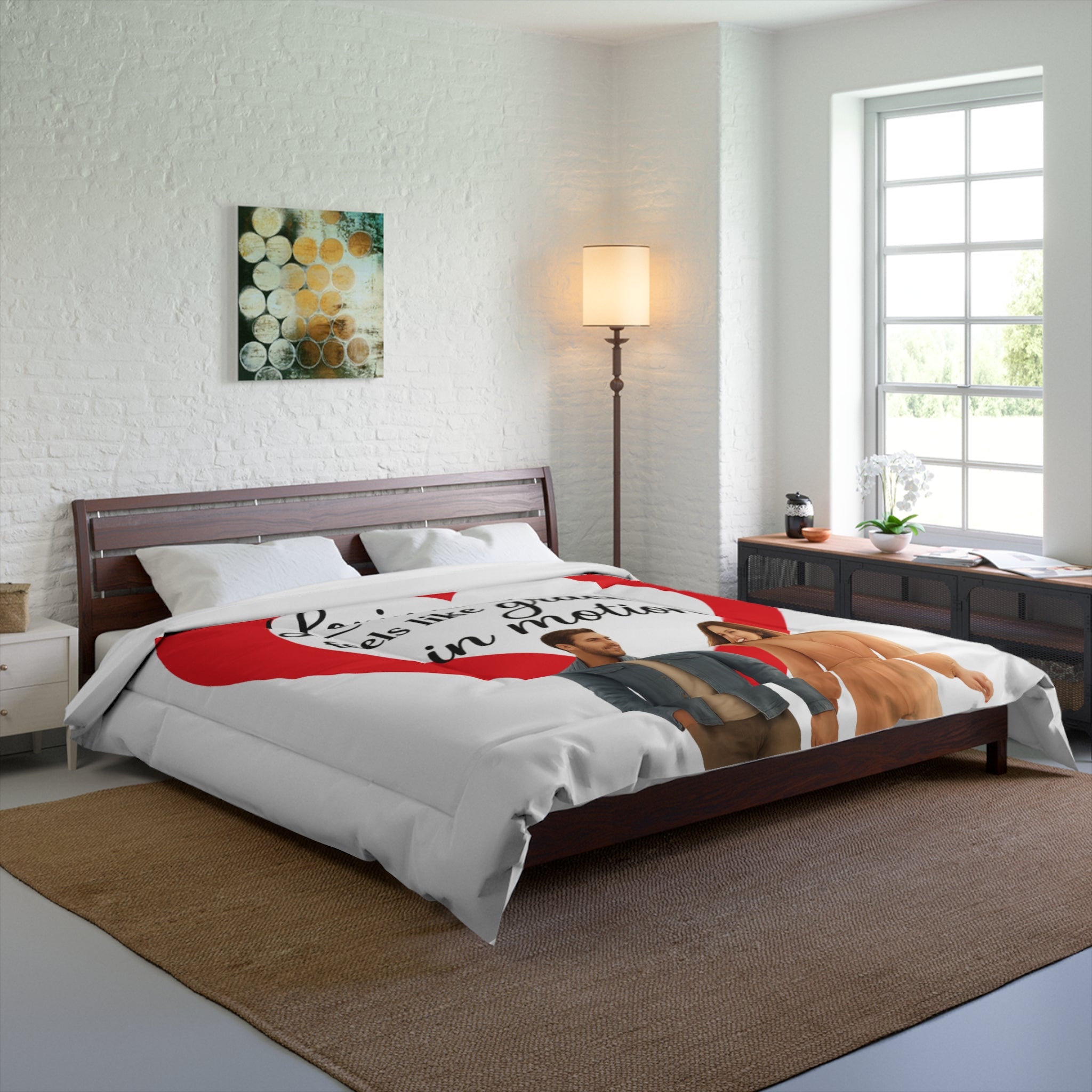 Comforter - "Loving You Feels Like Grace in Motion" Heart Couple Romantic Bedding