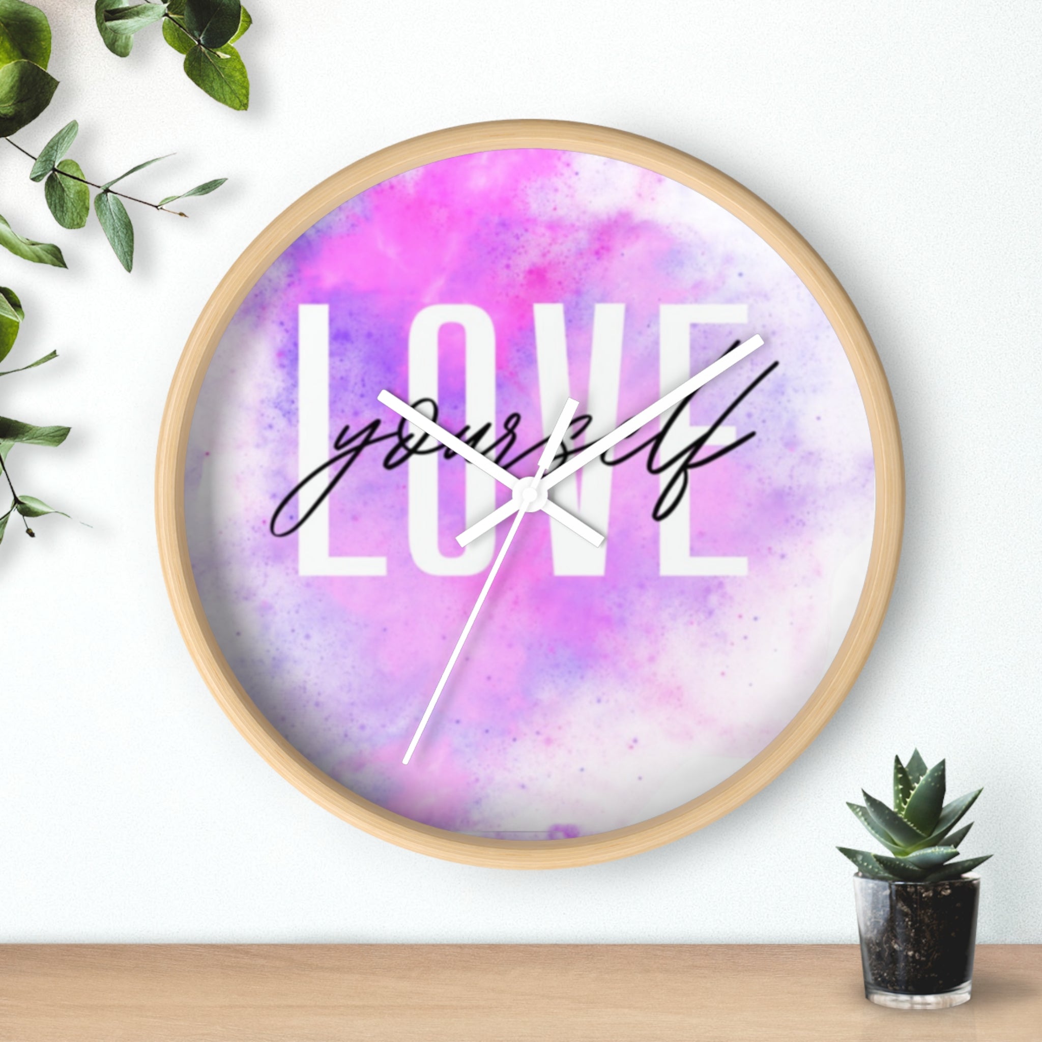 Inspirational Wall Clock - Love Yourself Decor, Gift for Self-Care, Home Office Wall Art, Unique Timepiece for Motivation, Modern Clock